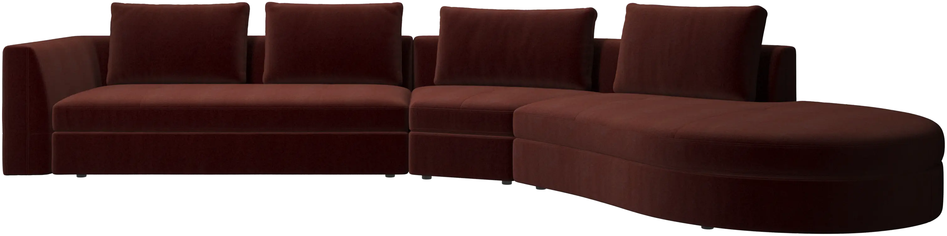 Bergamo sofa with round lounging unit,right