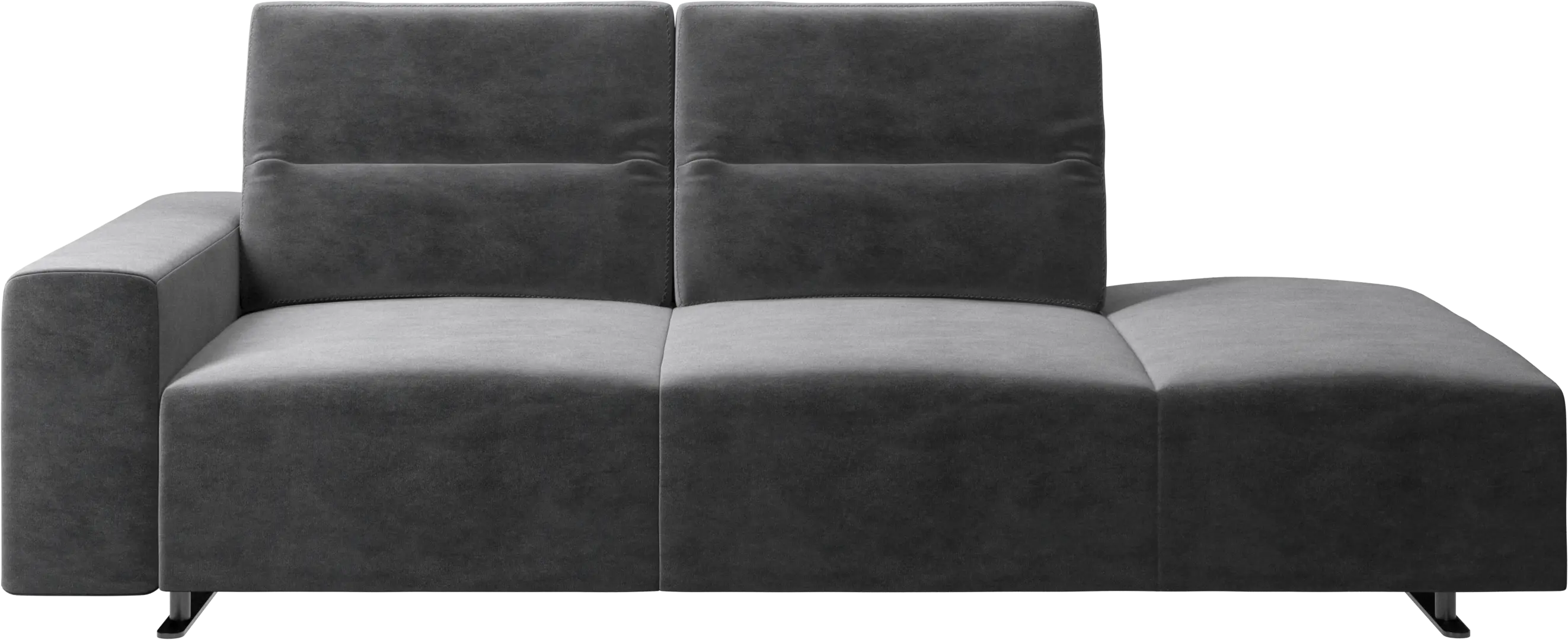 Hampton sofa with adjustable back and lounging unit right side, armrest left