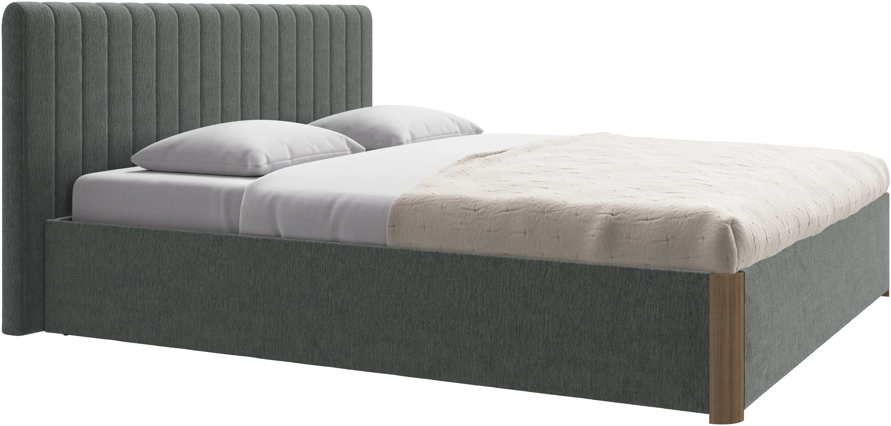 Element bed, bed-mounted headboard, with slats and storage solution, excl. mattress