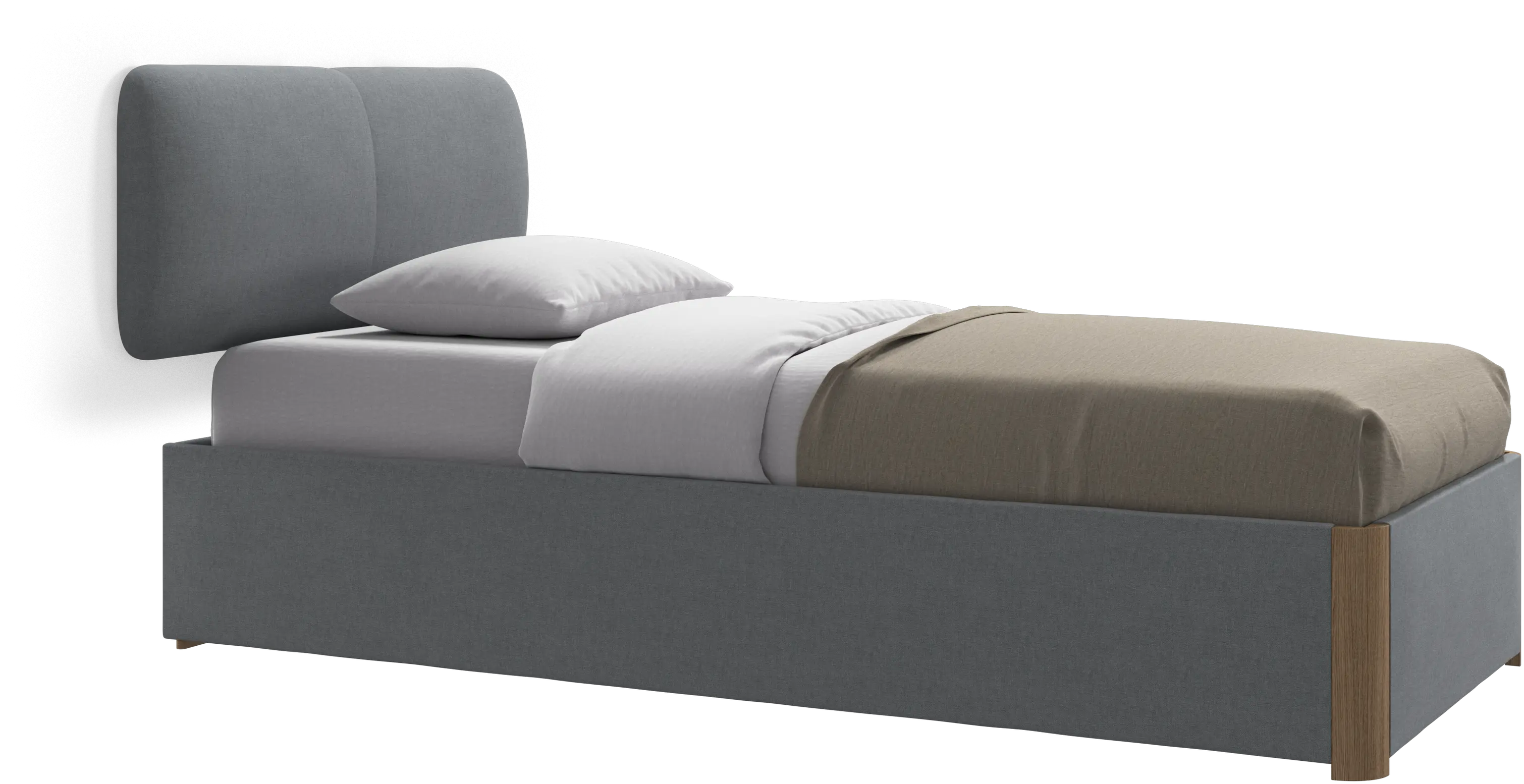 Element bed, wall-mounted headboard, with slats and storage solution, excl. mattress