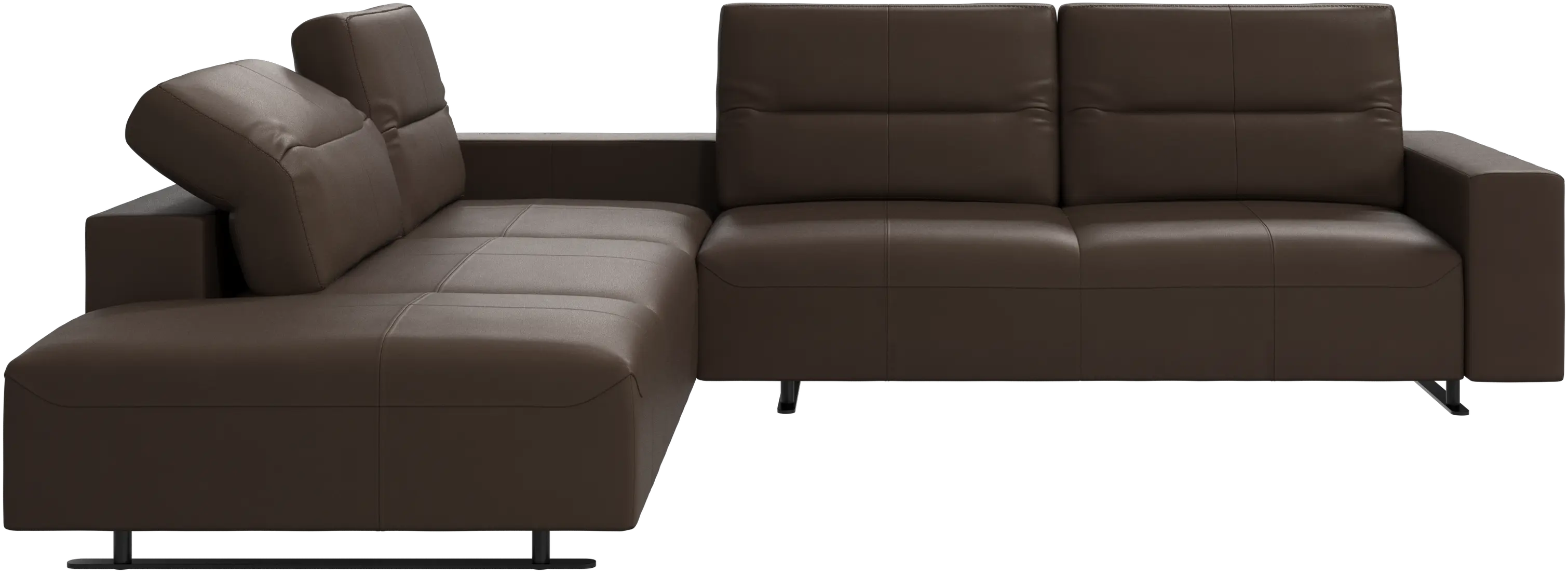 Hampton corner sofa with adjustable back and storage on right side