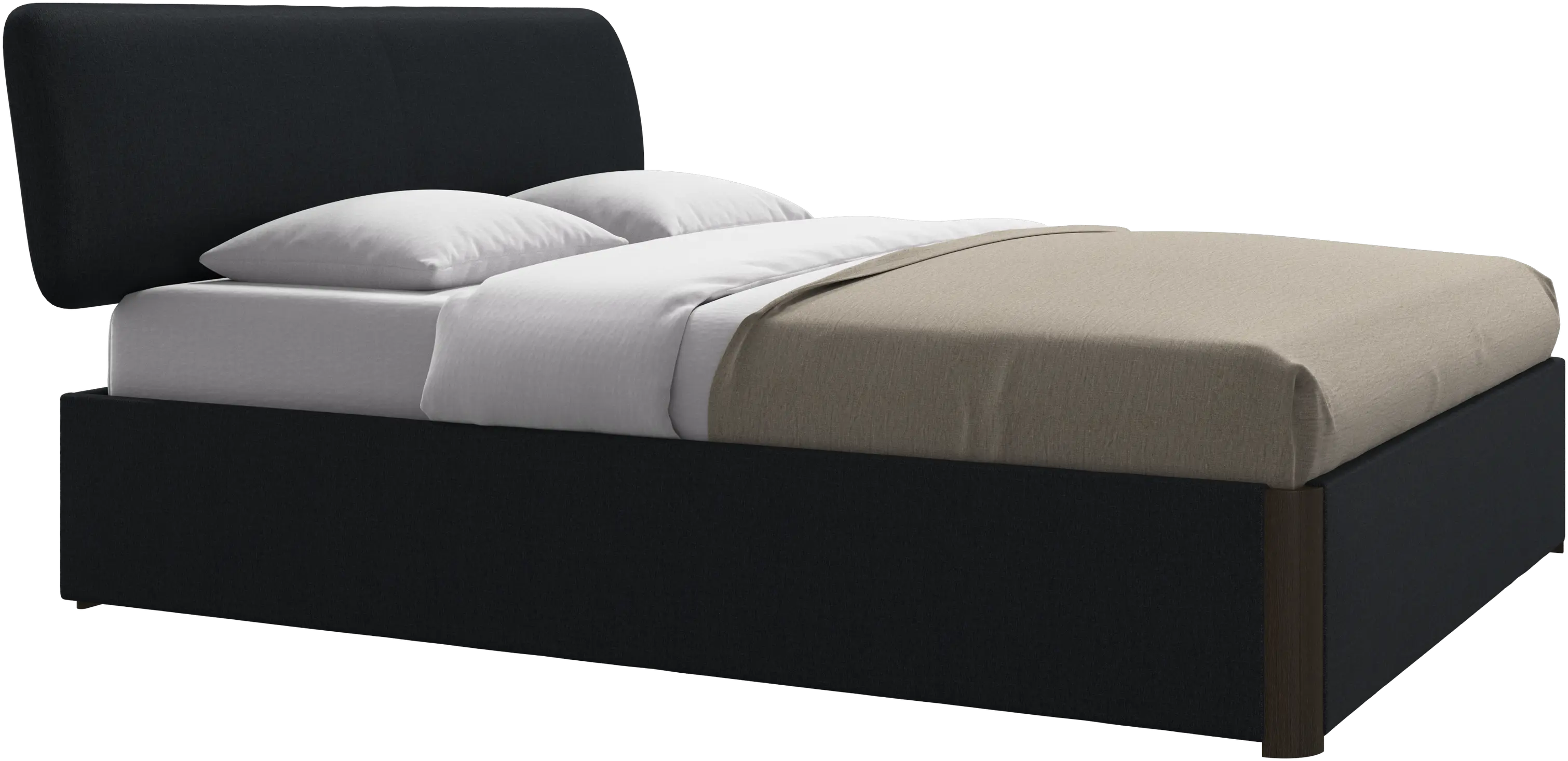 Element lit, tête de lit fixée au lit, avec lattes et solution de stockage, excl. matelas