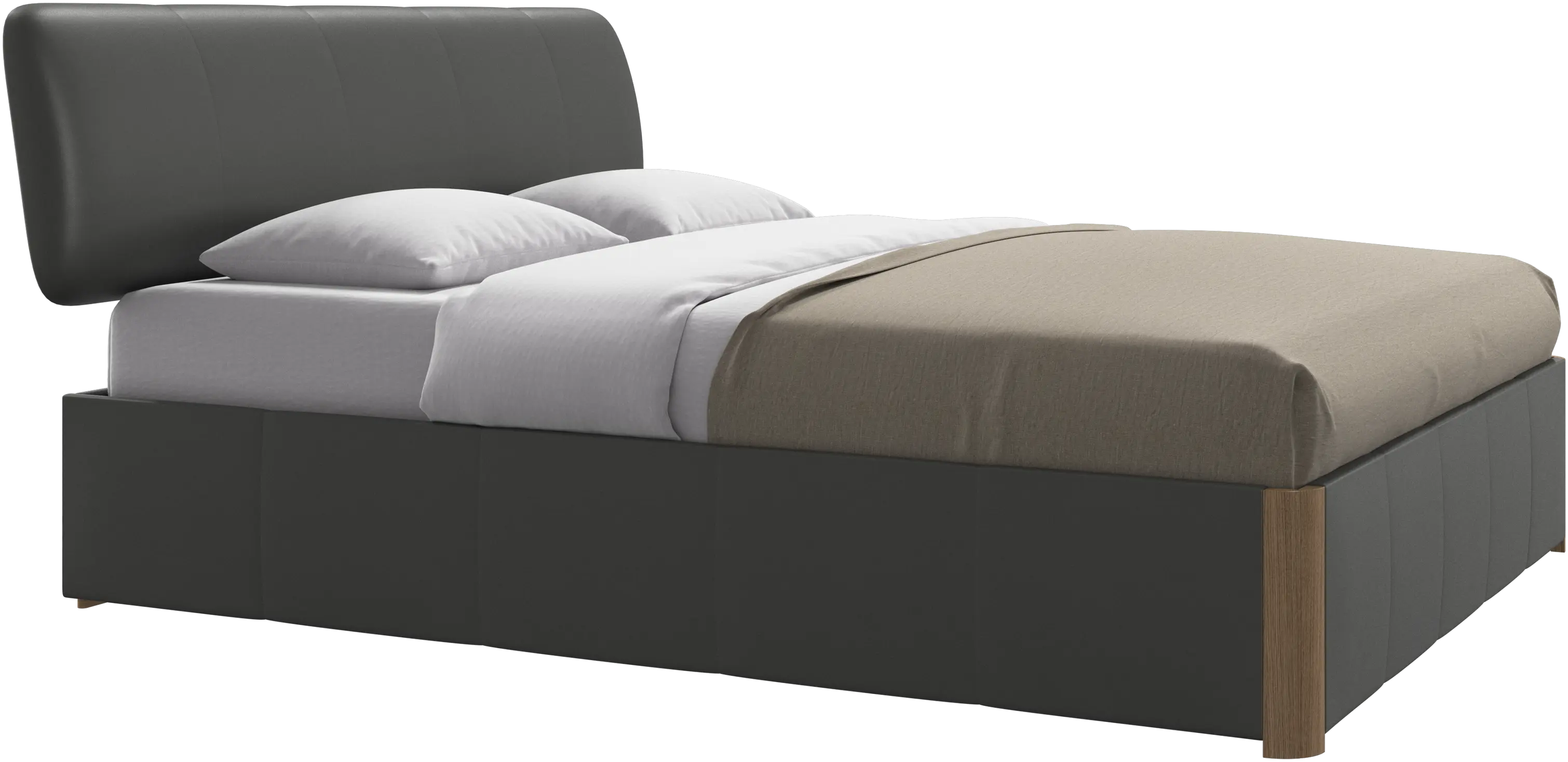 Element cama, cabecero montado en la cama, con láminas y solución de almacenamiento, excl. colchón
