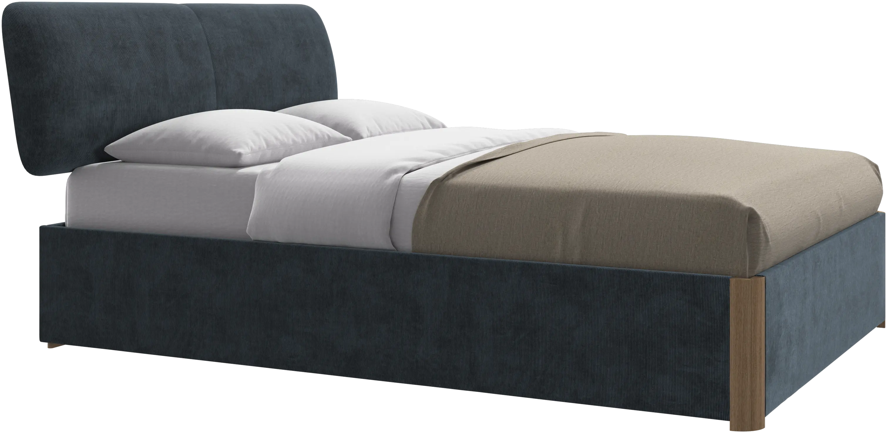 Element lit, tête de lit fixée au lit, avec lattes et solution de stockage, excl. matelas