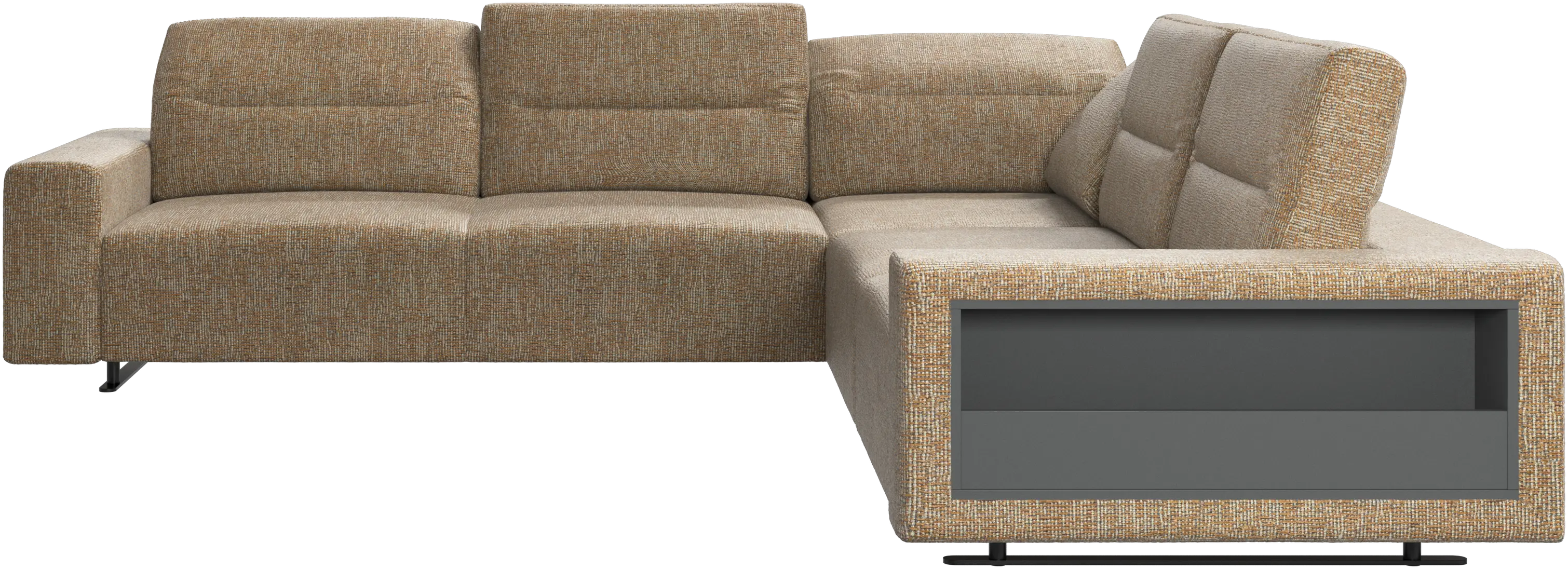 Hampton corner sofa with adjustable back and storage on right side