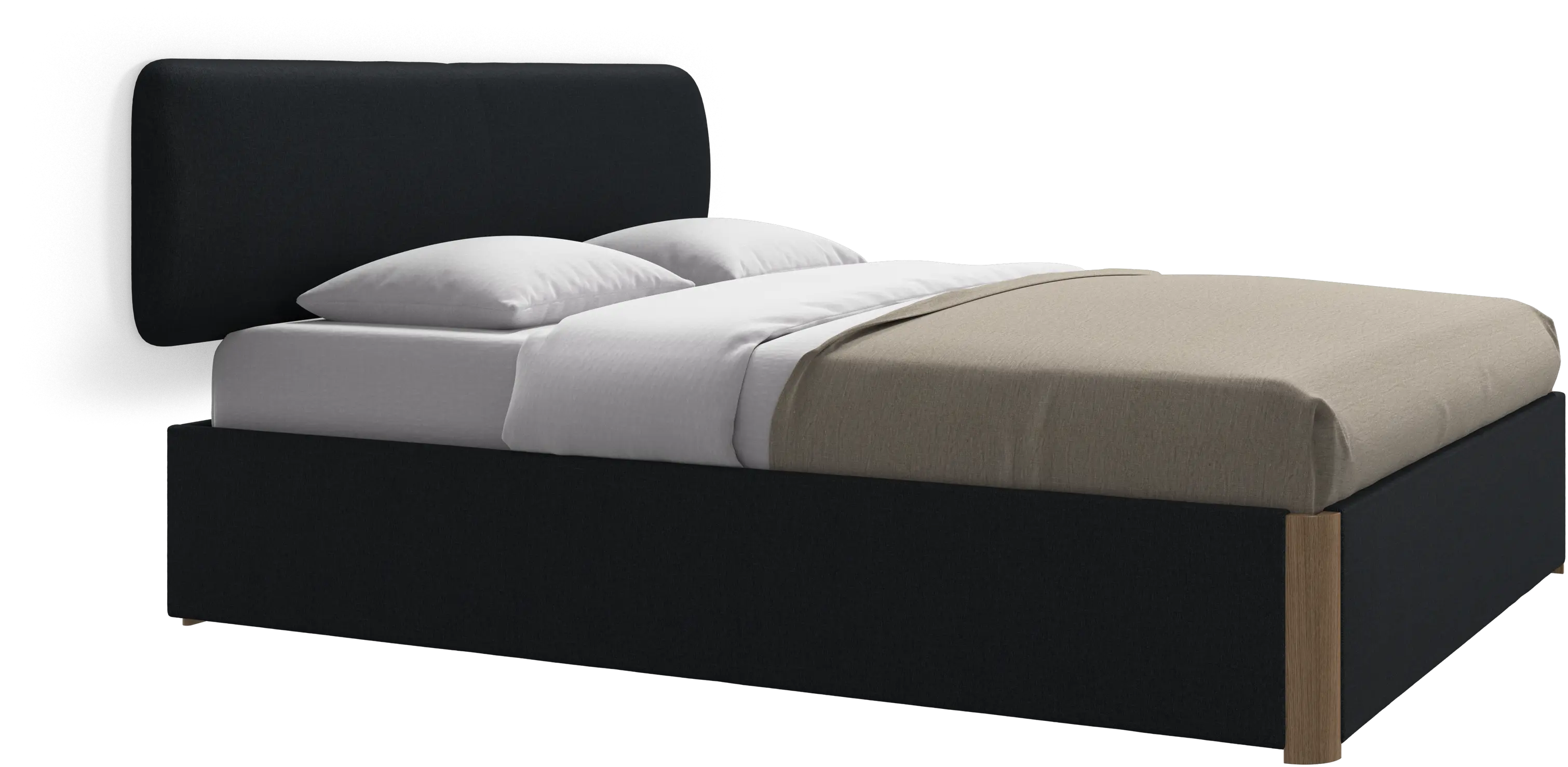 Element bed, wall-mounted headboard, with slats and storage solution, excl. mattress