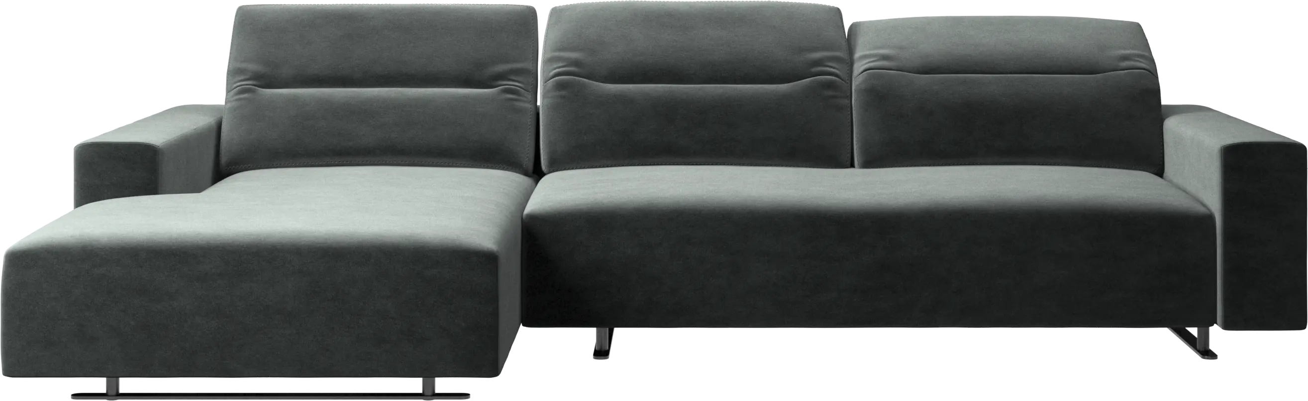 Hampton sofa with adjustable back, resting unit and storage left side