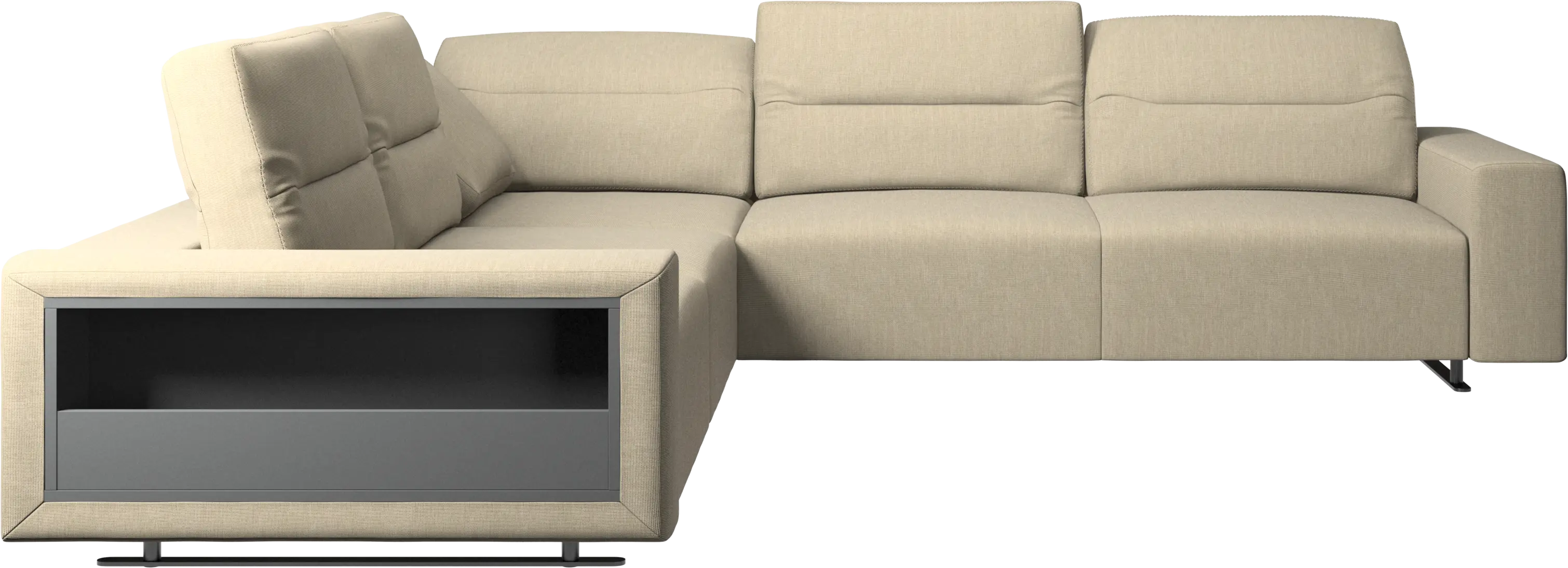 Hampton corner sofa with adjustable back and storage on left side