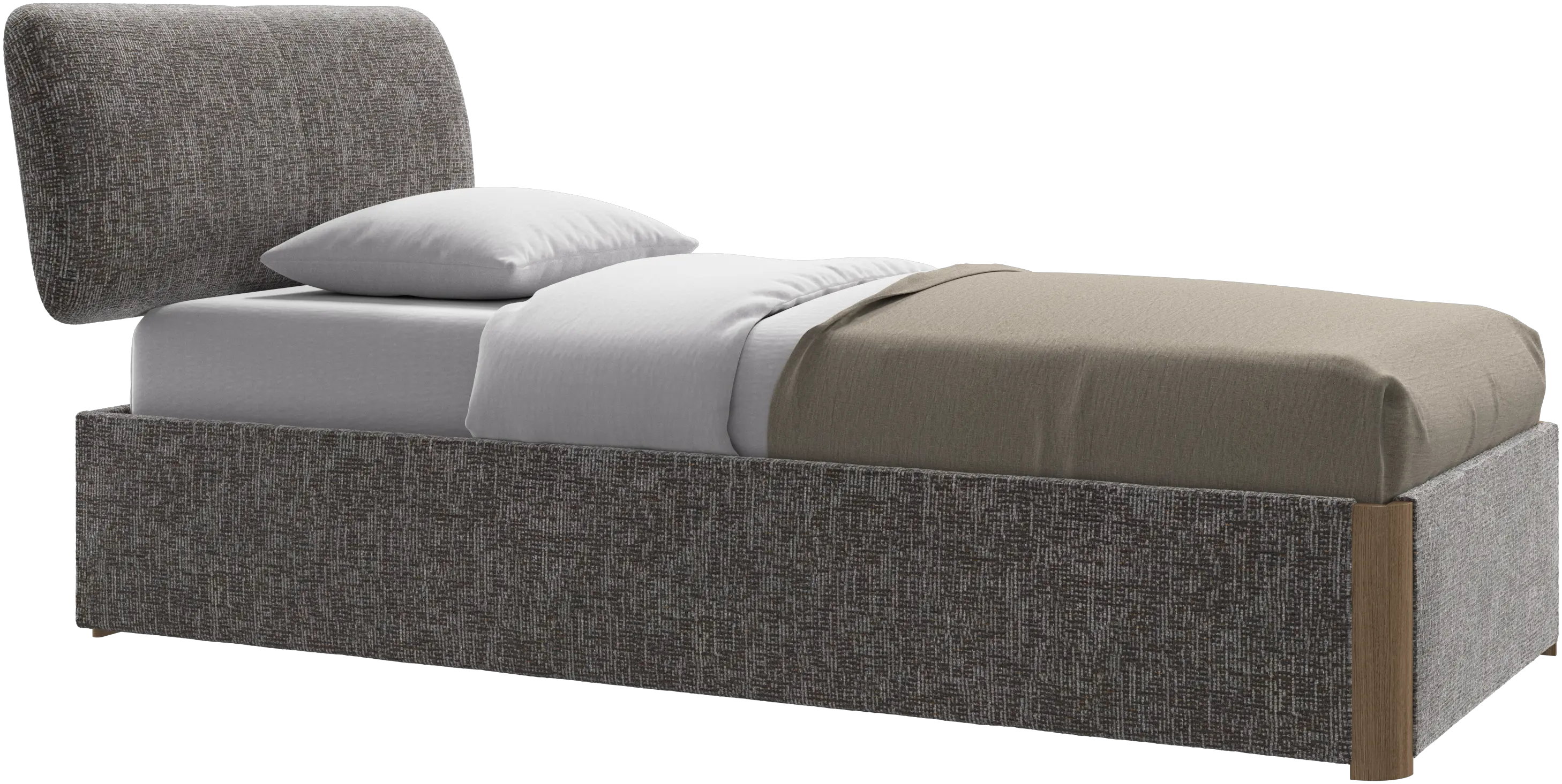 Element lit, tête de lit fixée au lit, avec lattes et solution de stockage, excl. matelas
