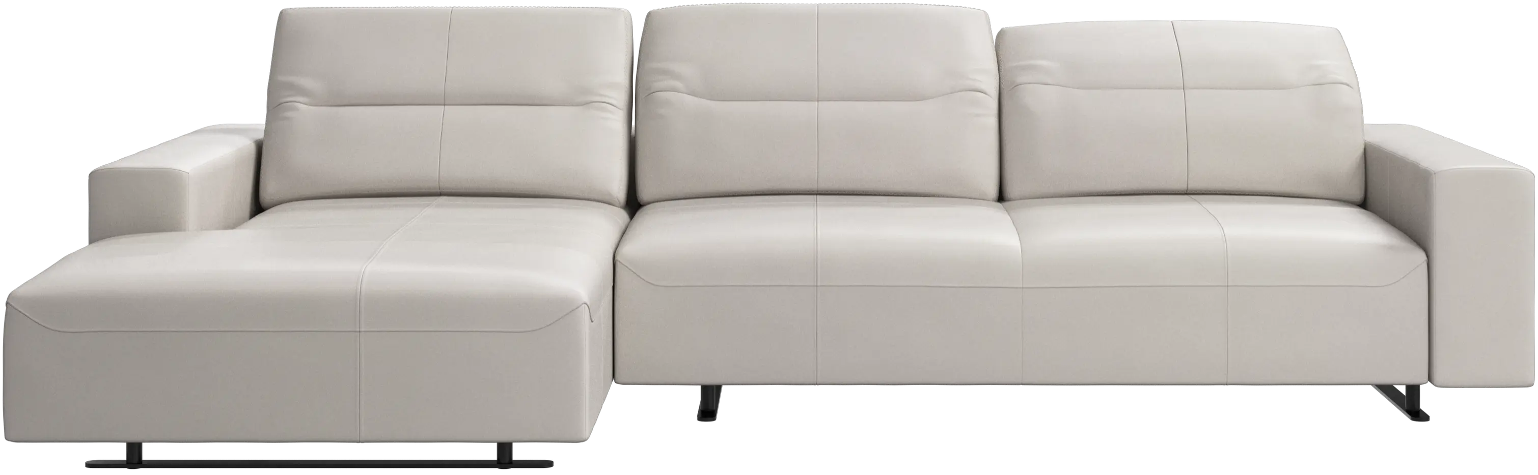 Hampton sofa with adjustable back, resting unit and storage left side
