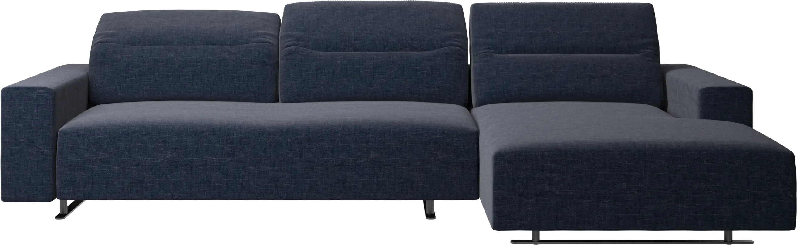 Sofá Hampton con respaldo ajustable, módulo de descanso y almacenamiento en ambos lados