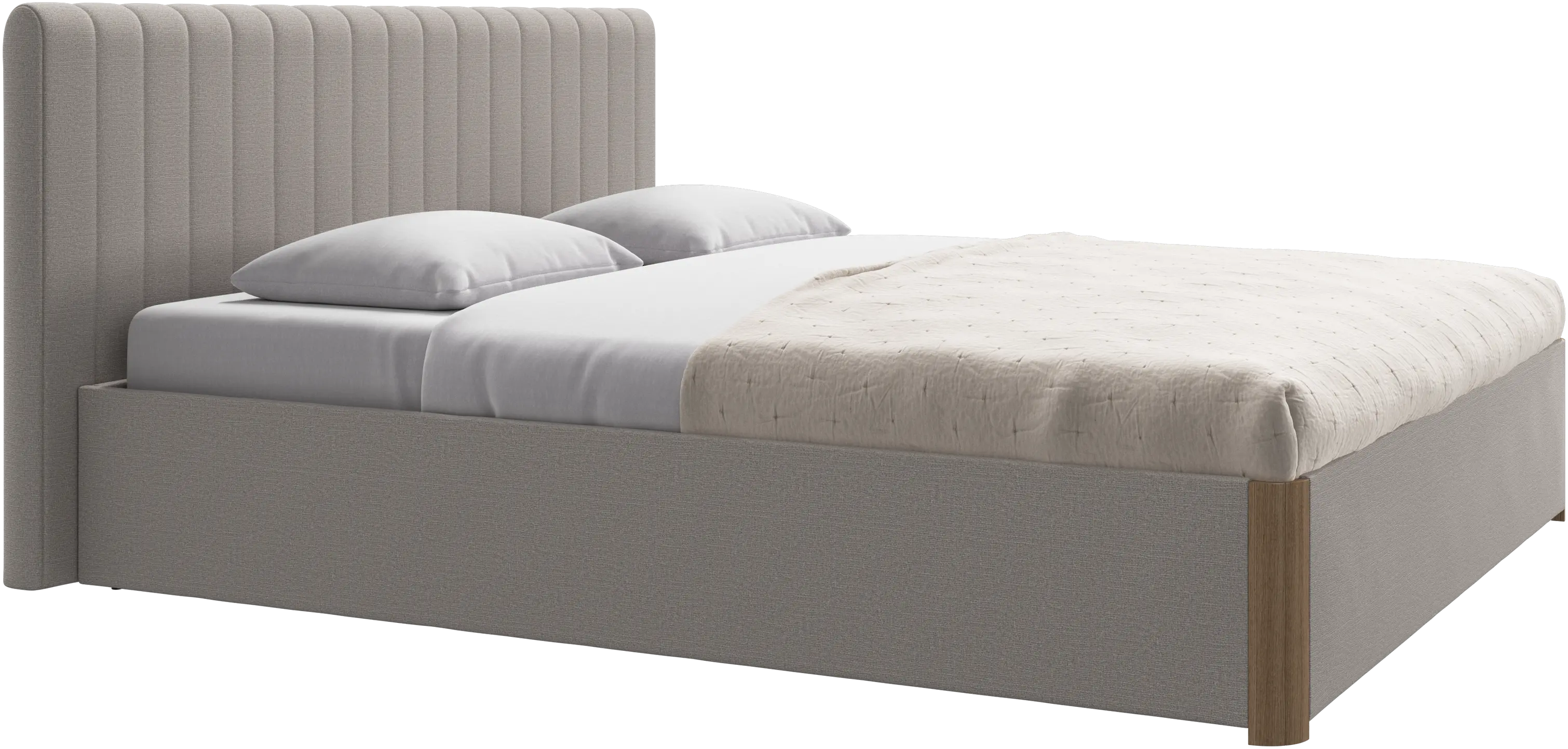 Element lit, tête de lit fixée au lit, avec lattes et solution de stockage, excl. matelas