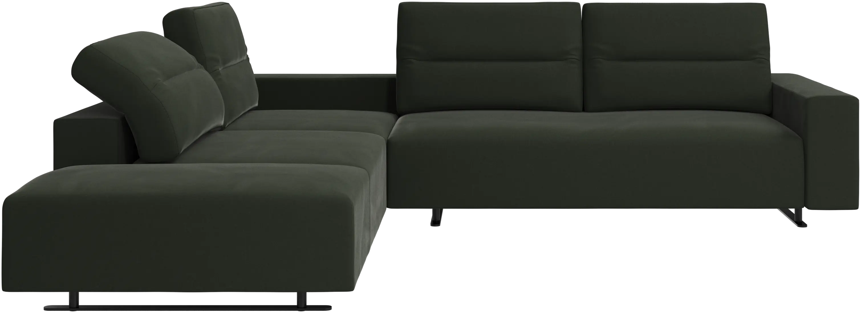 Hampton corner sofa with adjustable back and storage on right side