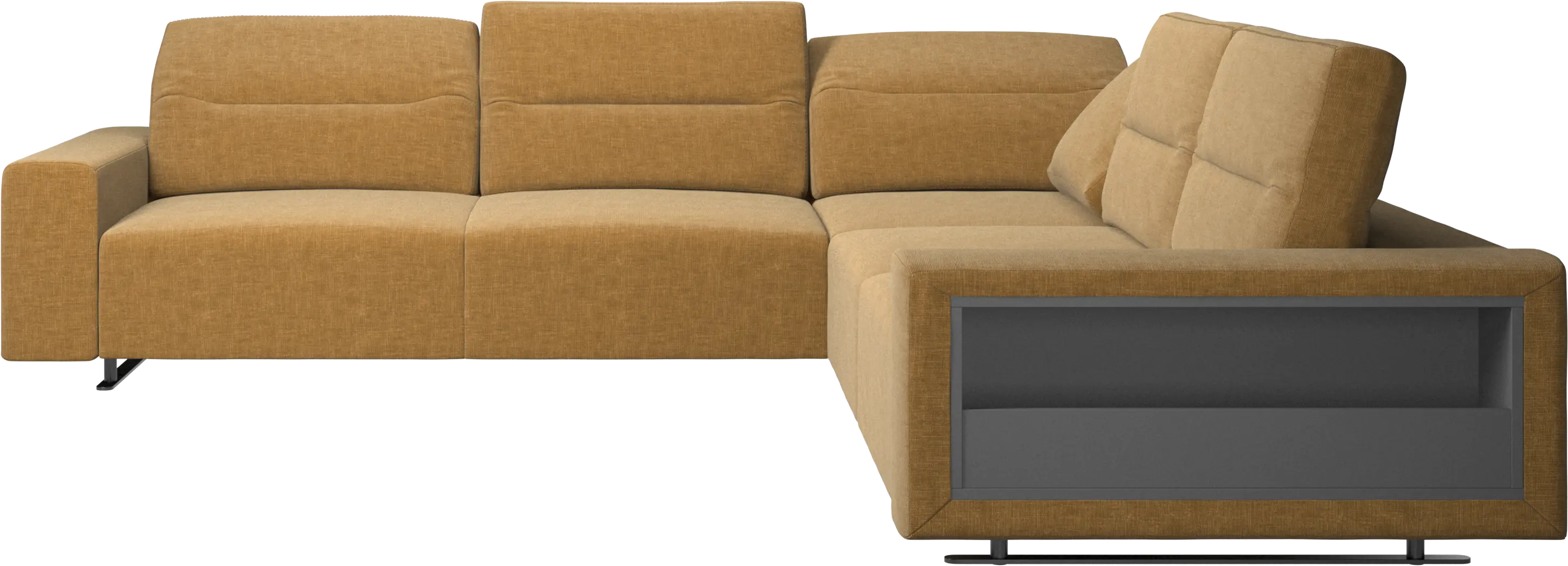 Hampton corner sofa with adjustable back and storage on right side