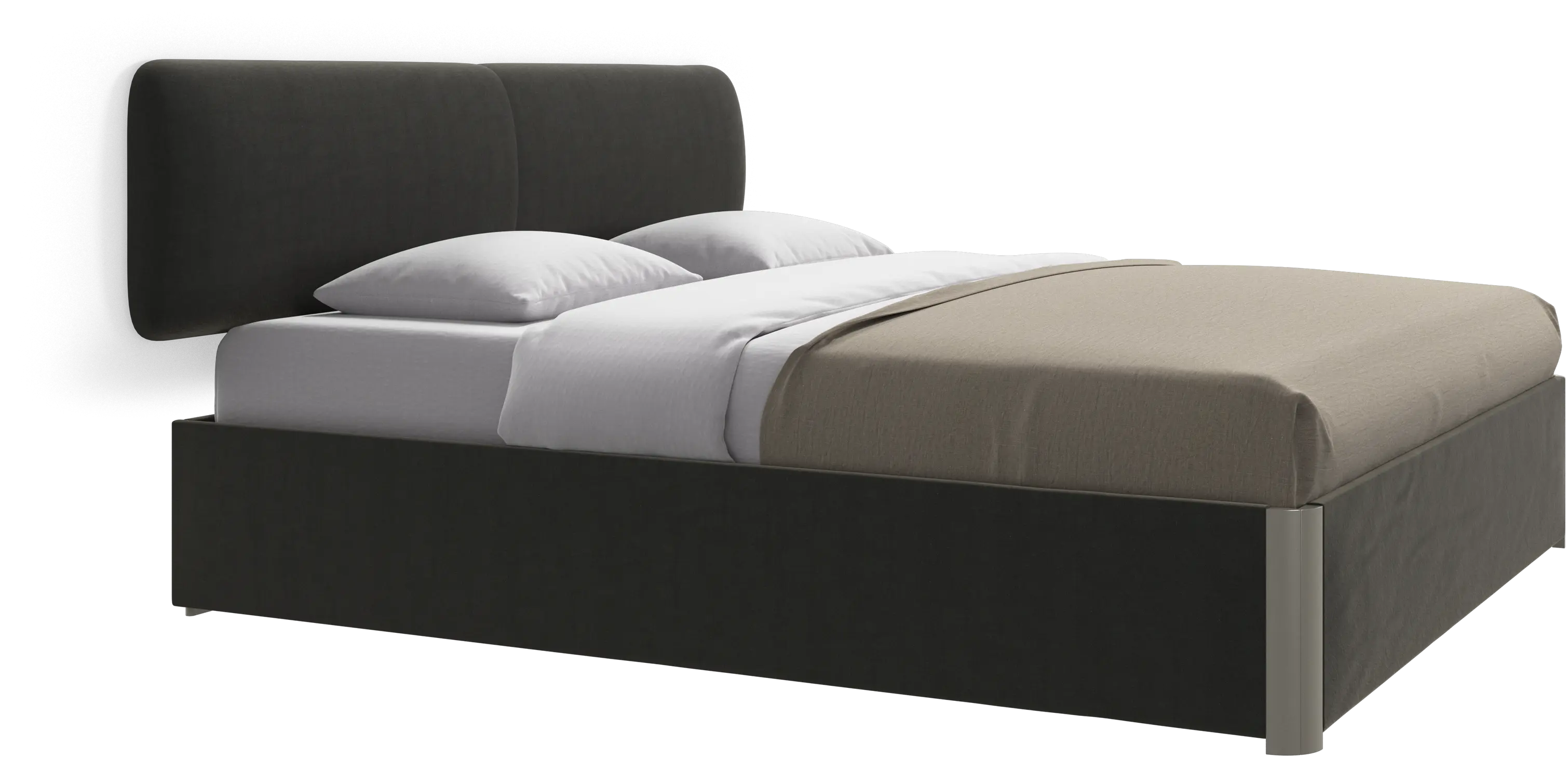 Element bed, wall-mounted headboard, with slats and storage solution, excl. mattress