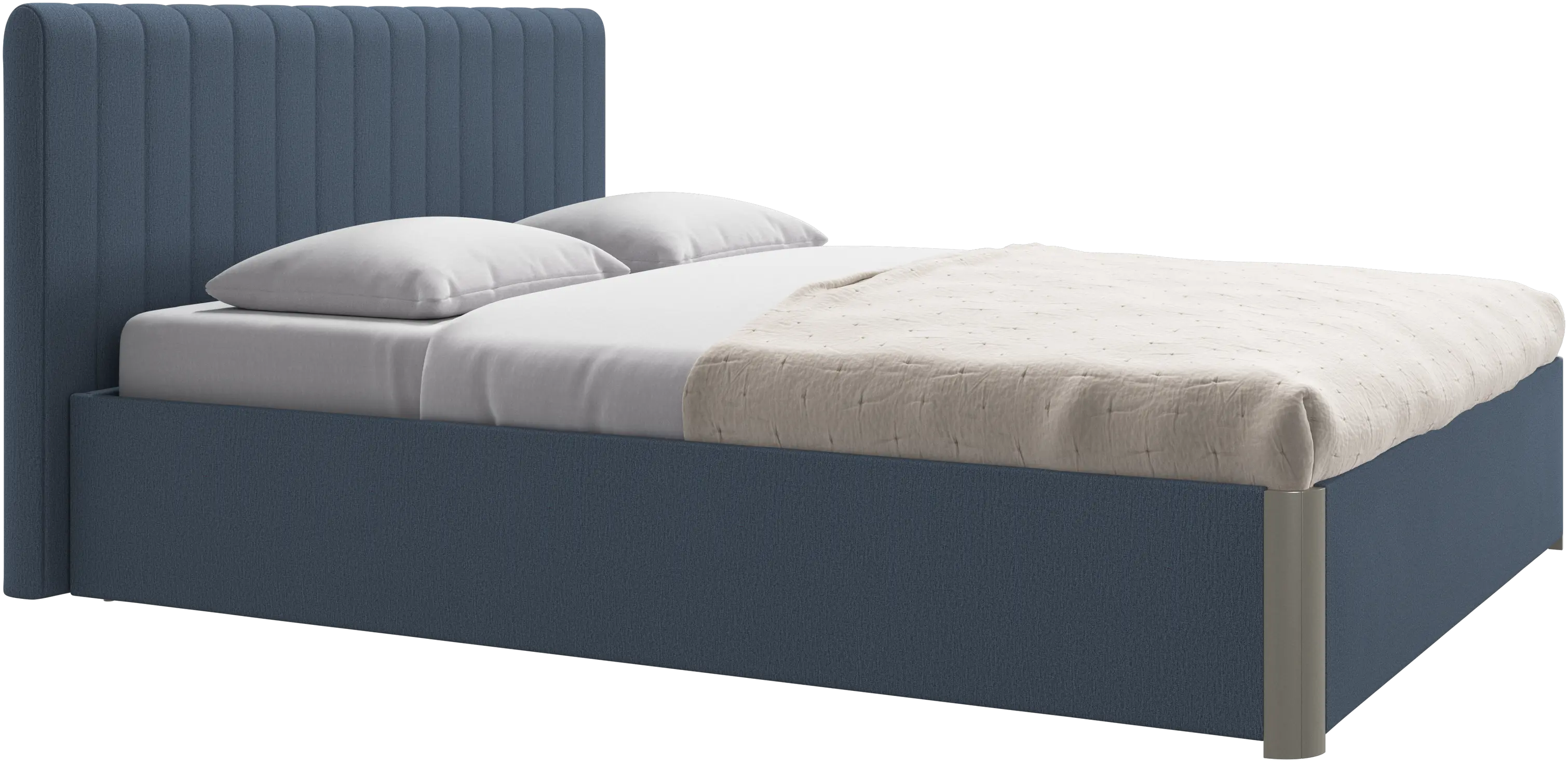 Element lit, tête de lit fixée au lit, avec lattes et solution de stockage, excl. matelas