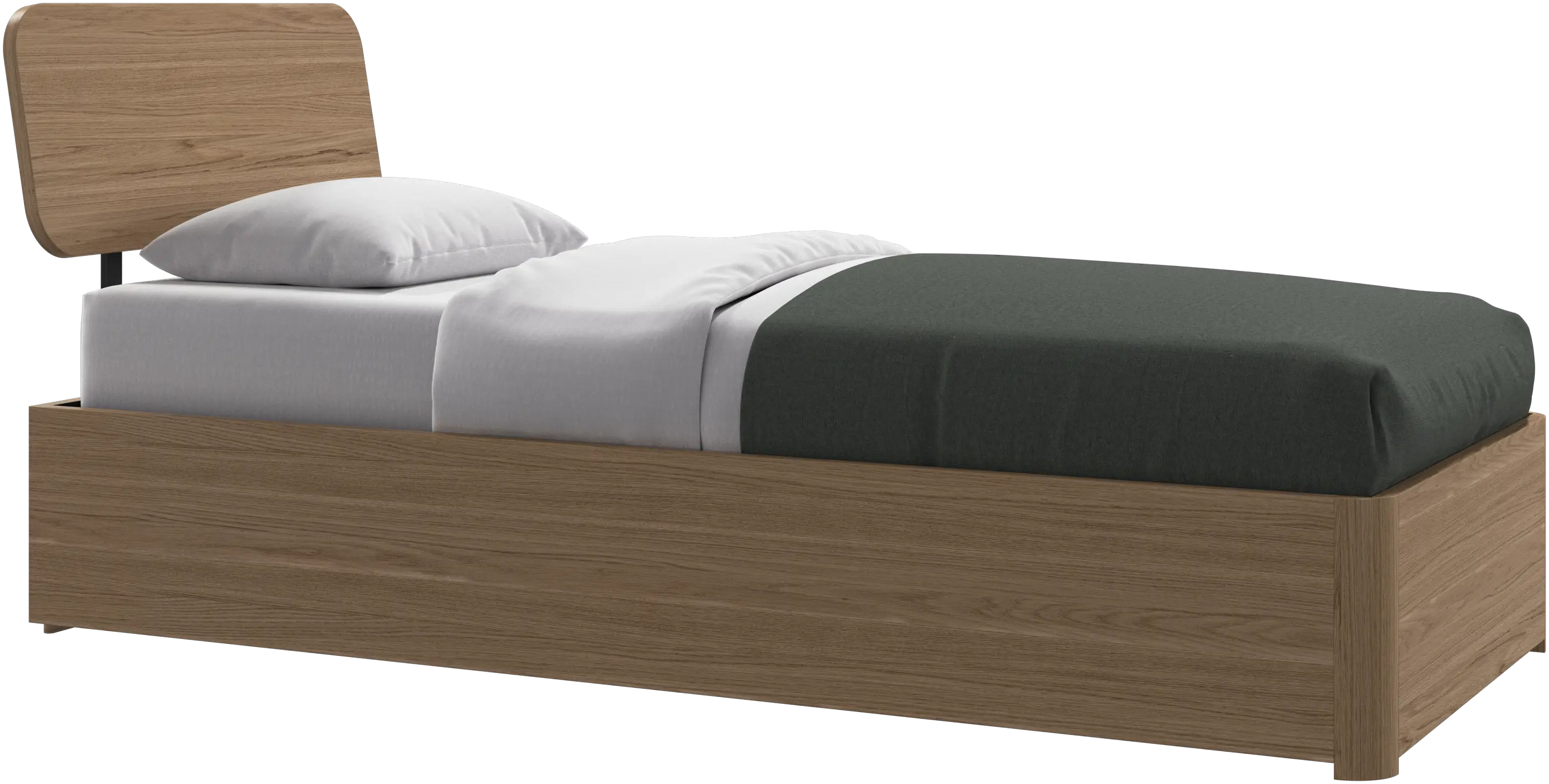 Element bed, bed-mounted headboard, with slats and storage solution, excl. mattress