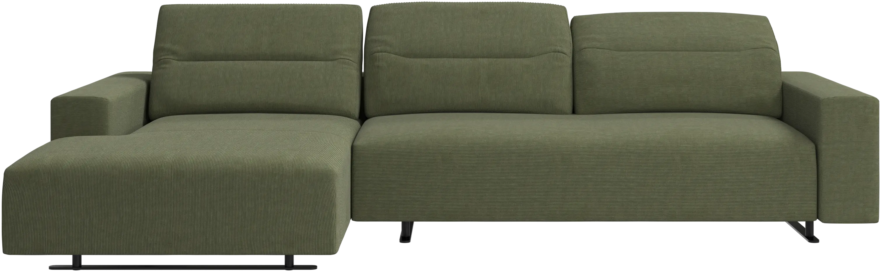 Hampton sofa with adjustable back, resting unit and storage both sides