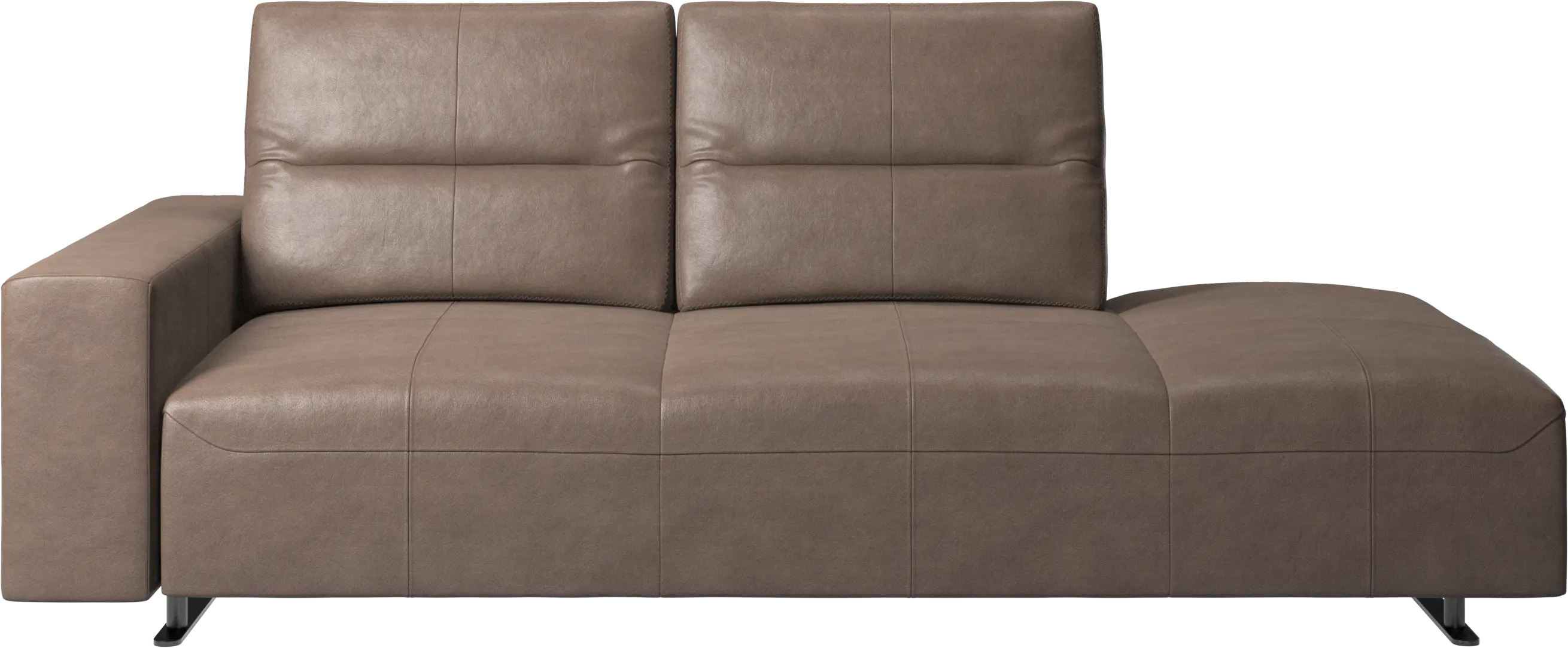 Hampton sofa with adjustable back and lounging unit right side, armrest left