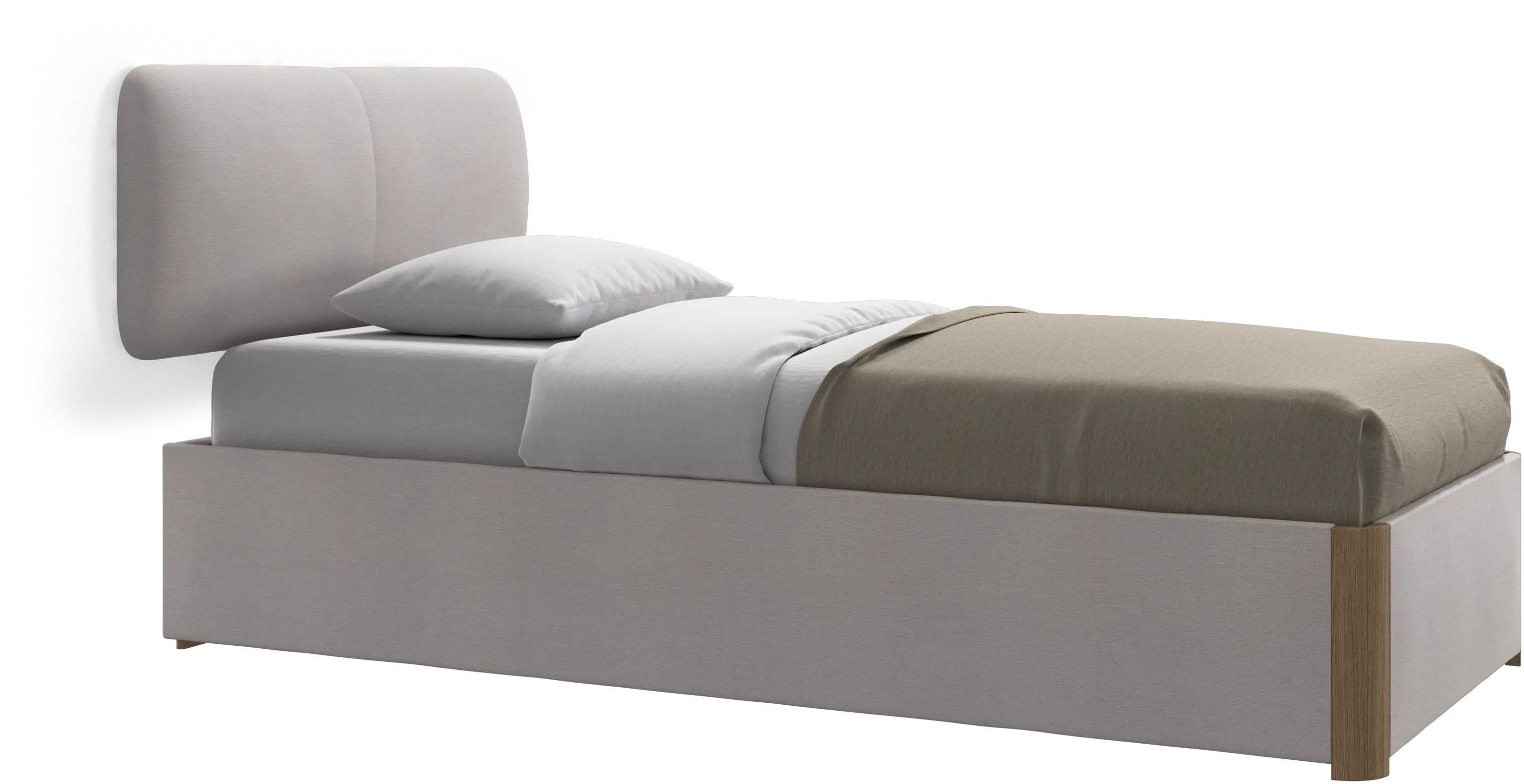 Element bed, wall-mounted headboard, with slats and storage solution, excl. mattress