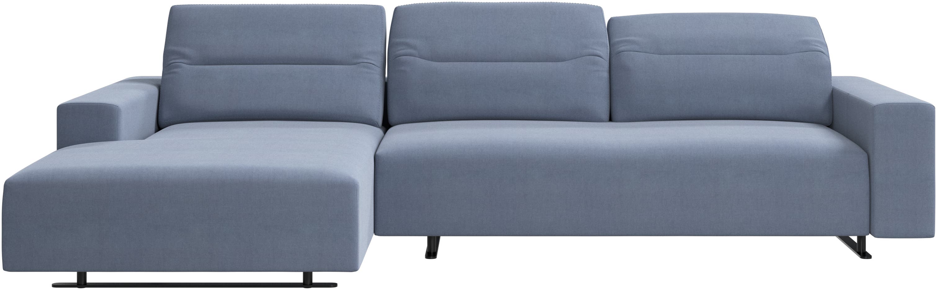 Hampton Sofa mit verstellbarem Rückenpolster und Ruhemodul links, Staufach rechts