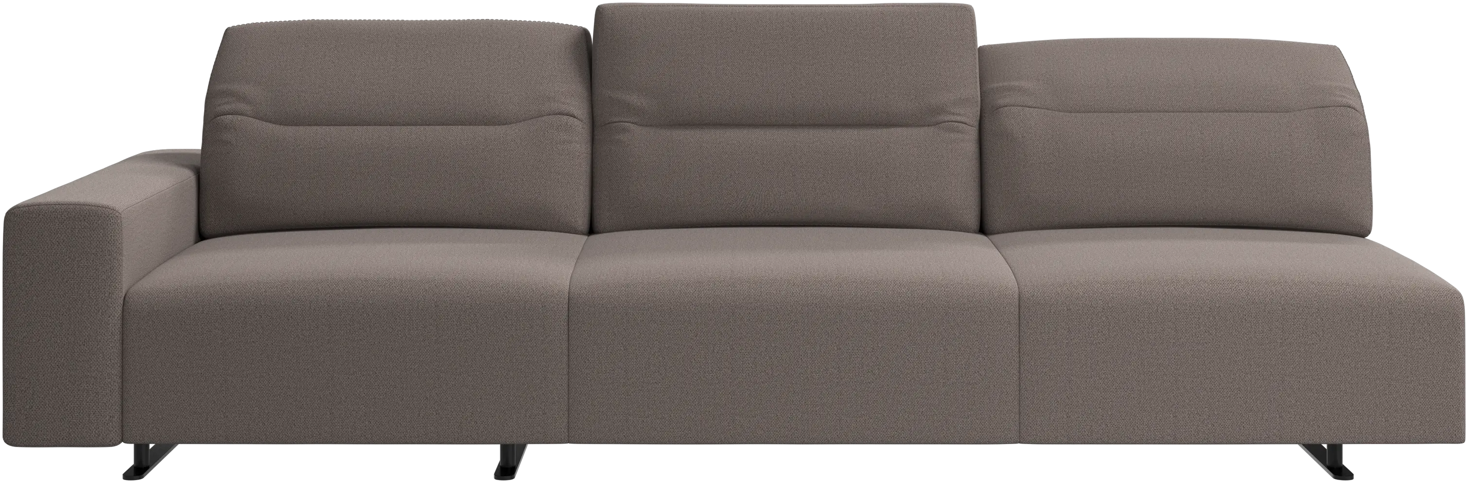 Sofa Hampton z regulowanym oparciem i schowkiem po lewej stronie