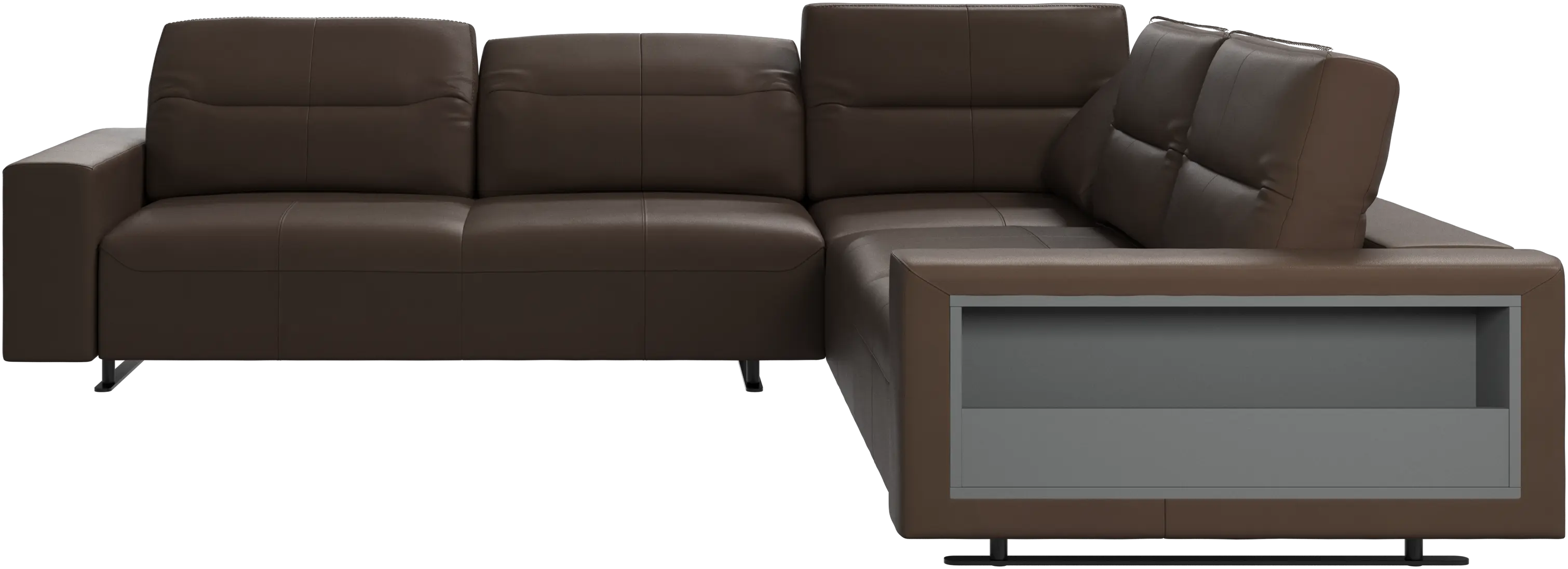 Hampton corner sofa with adjustable back and storage on right side