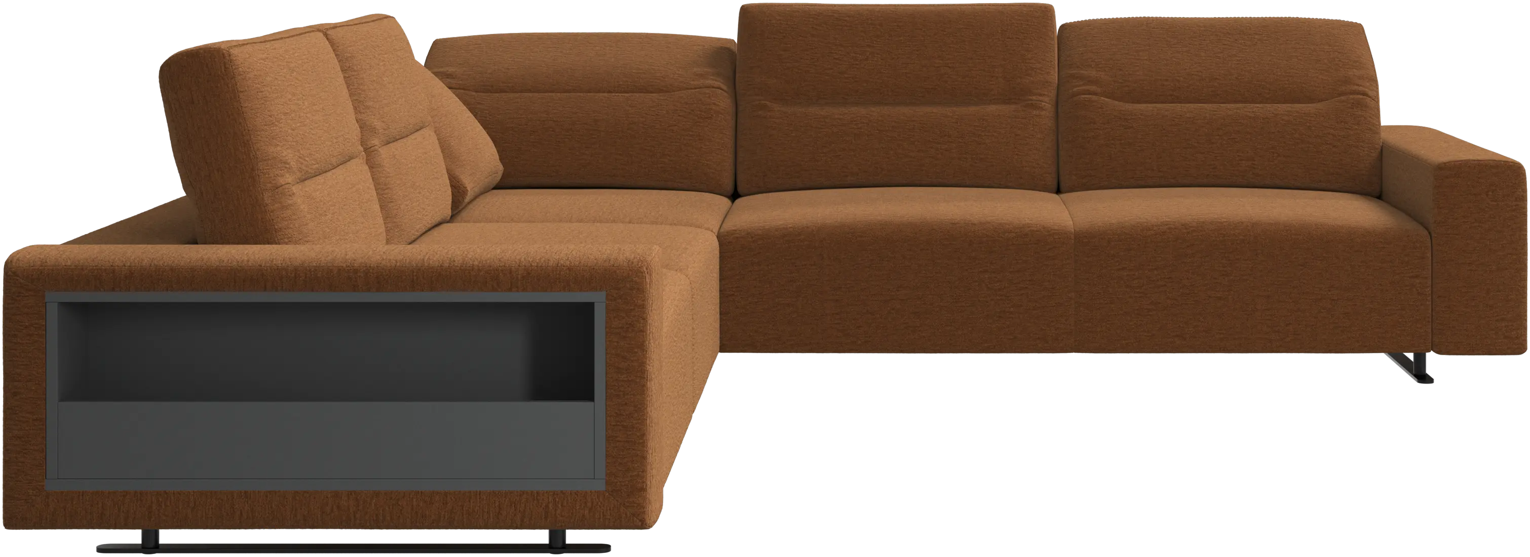 Hampton corner sofa with adjustable back and storage on left side