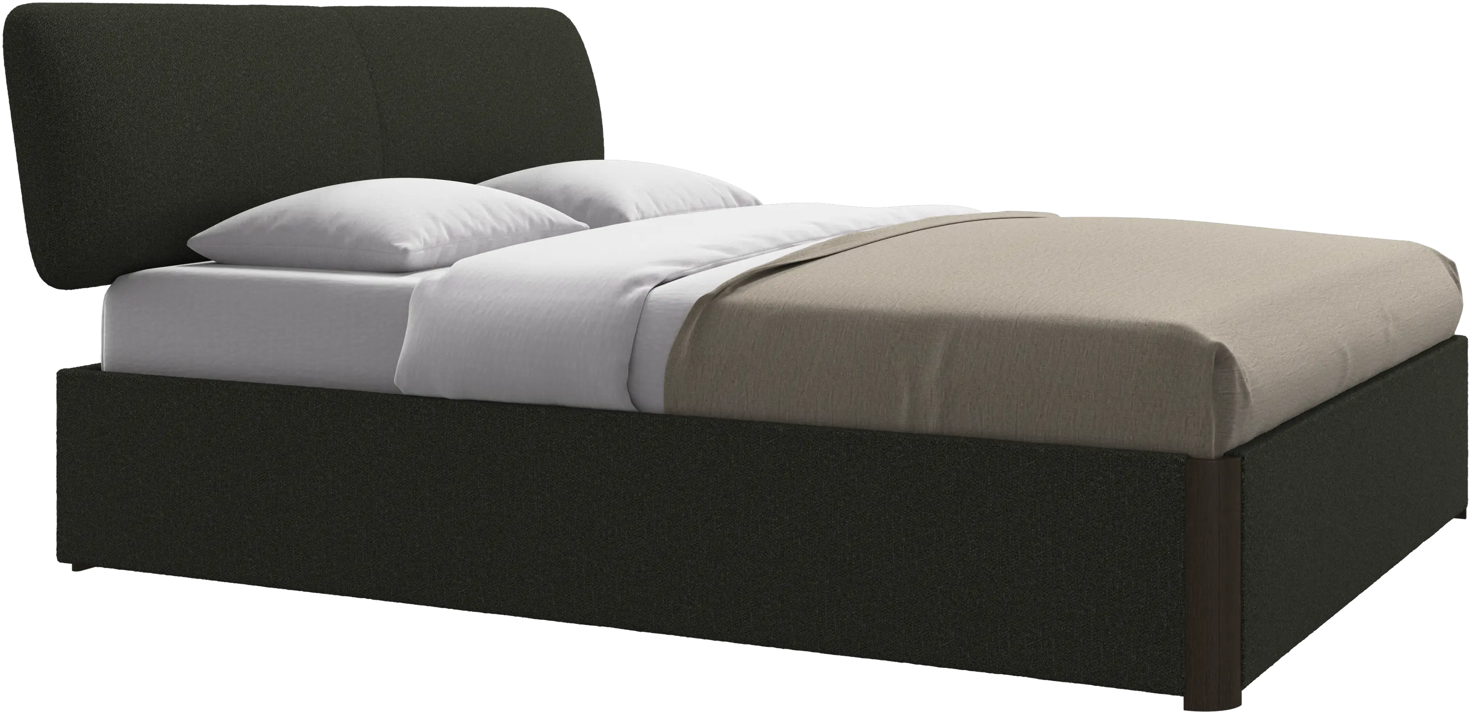 Element bed, bed-mounted headboard, with slats and storage solution, excl. mattress