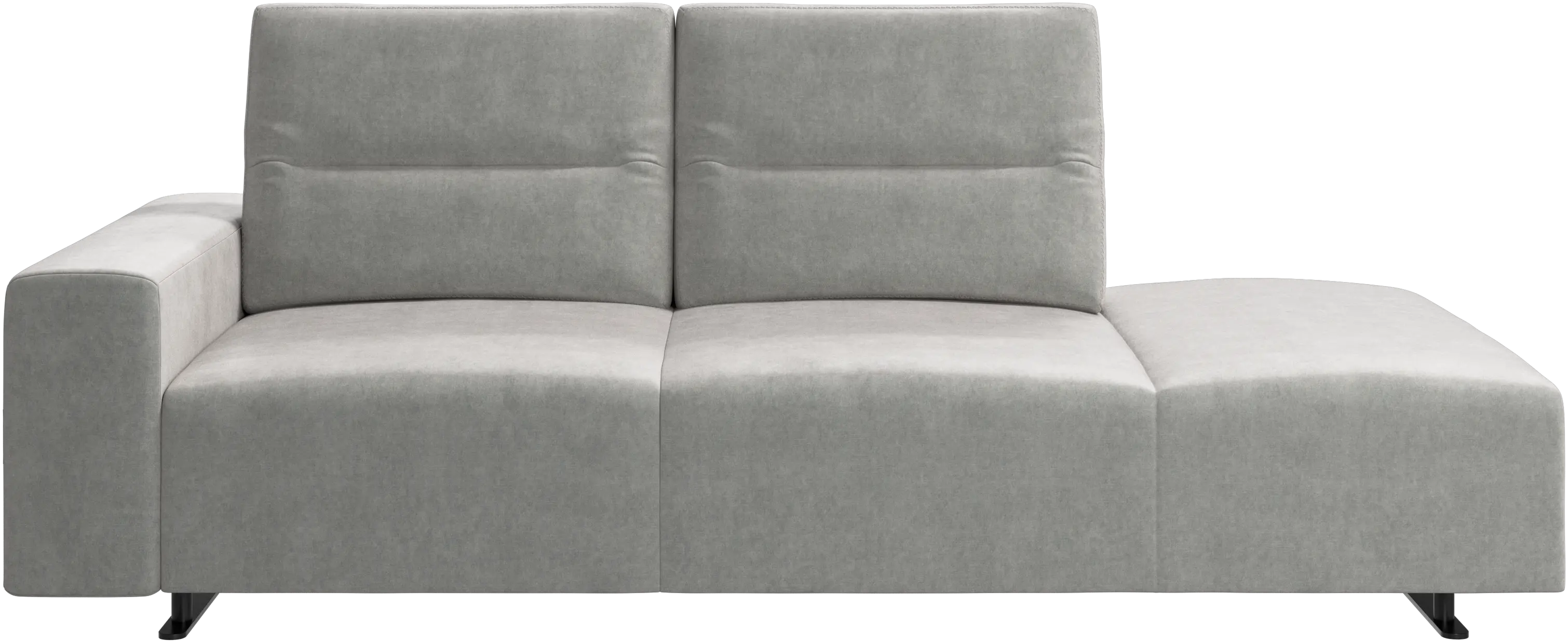 Hampton sofa with adjustable back and lounging unit right side, armrest left
