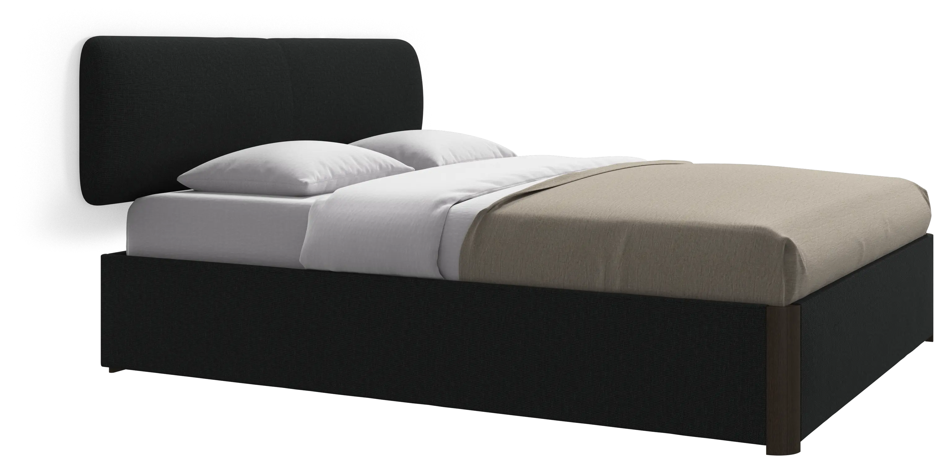 Element bed, wall-mounted headboard, with slats and storage solution, excl. mattress