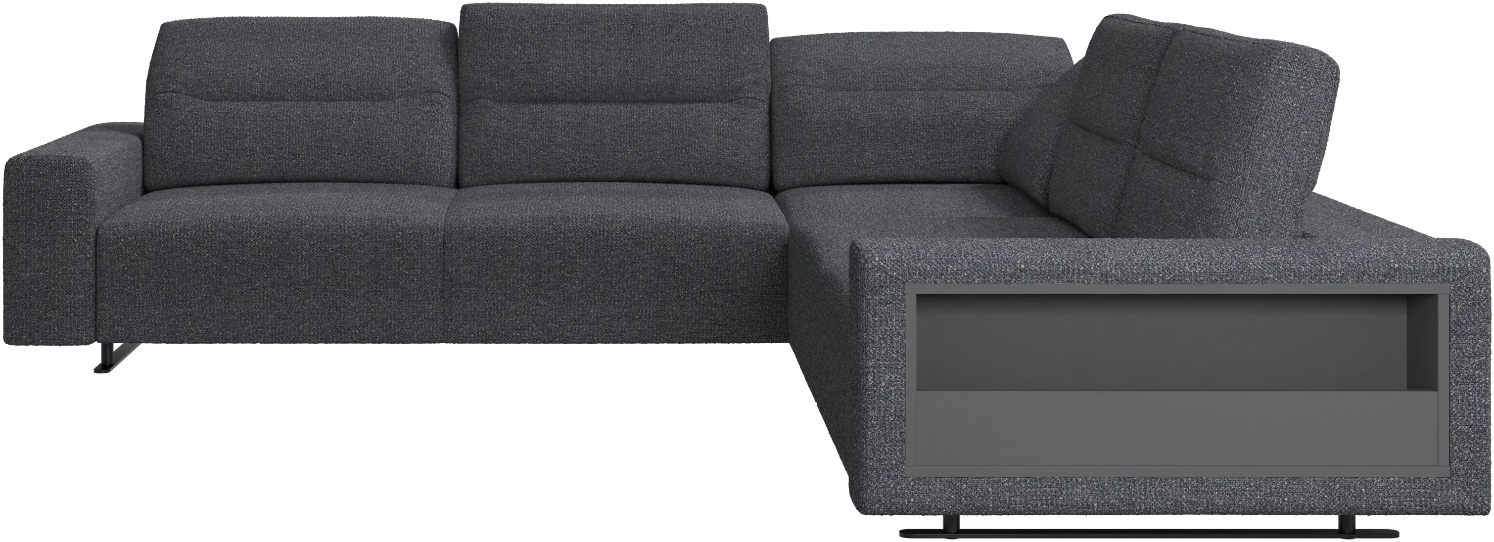 Hampton corner sofa with adjustable back and storage on right side