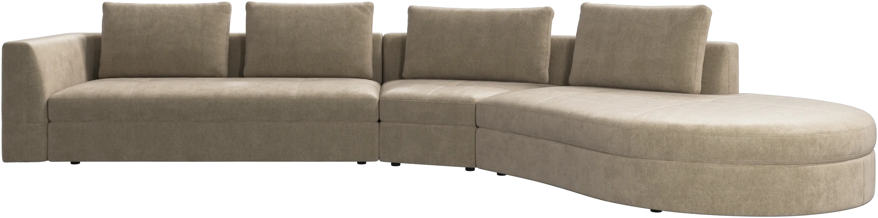 Bergamo sofa with round lounging unit,right