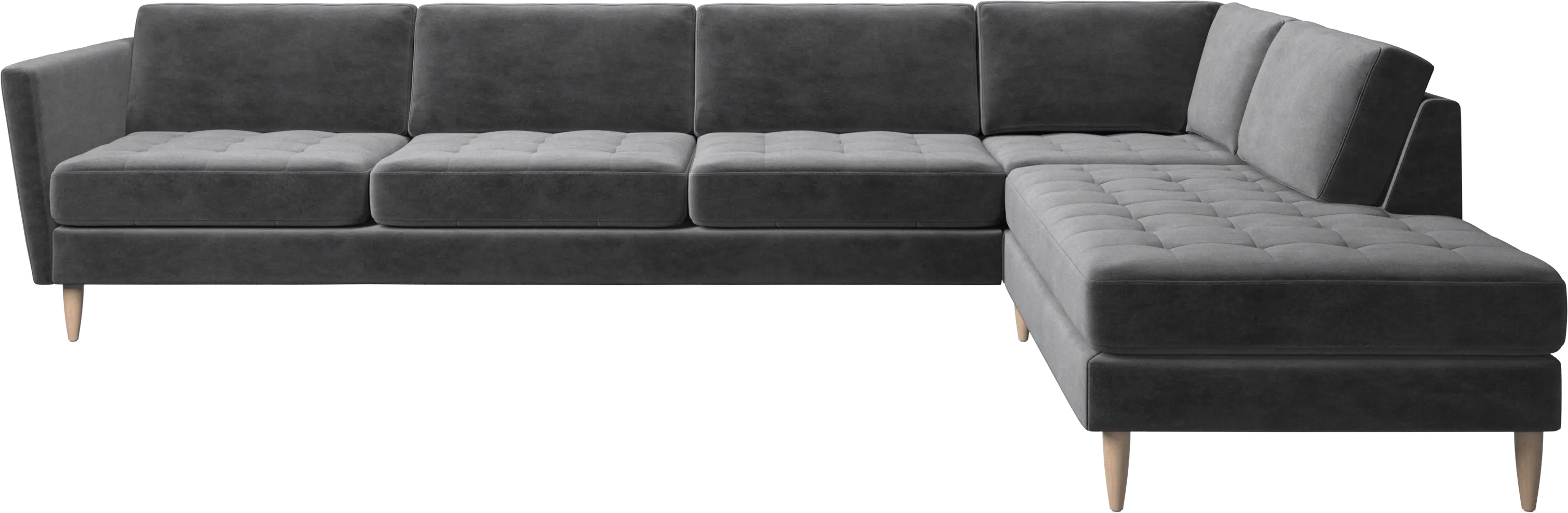 Osaka corner sofa with lounging unit, tufted seat