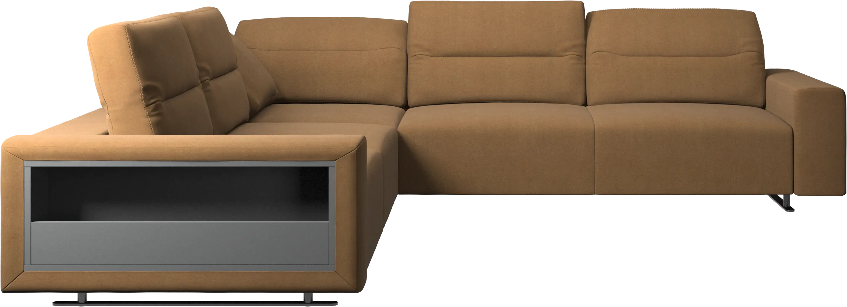 Hampton corner sofa with adjustable back and storage on left side