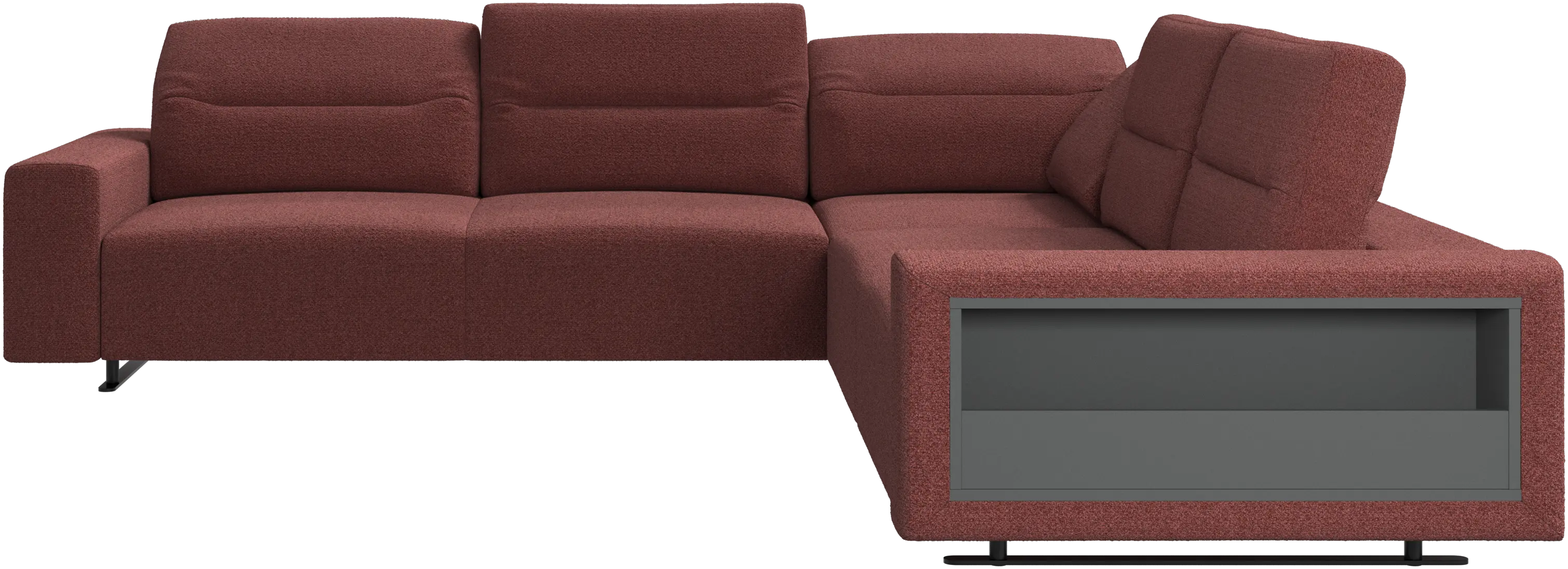 Hampton corner sofa with adjustable back and storage on right side