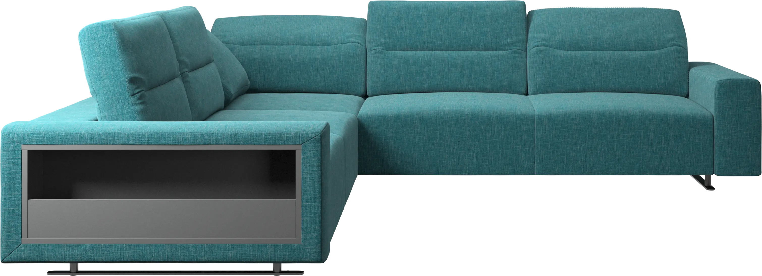 Hampton corner sofa with adjustable back and storage on left side