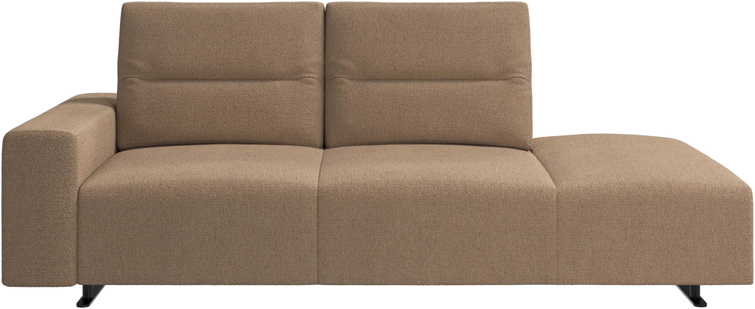 Hampton sofa with adjustable back and lounging unit right side, armrest left