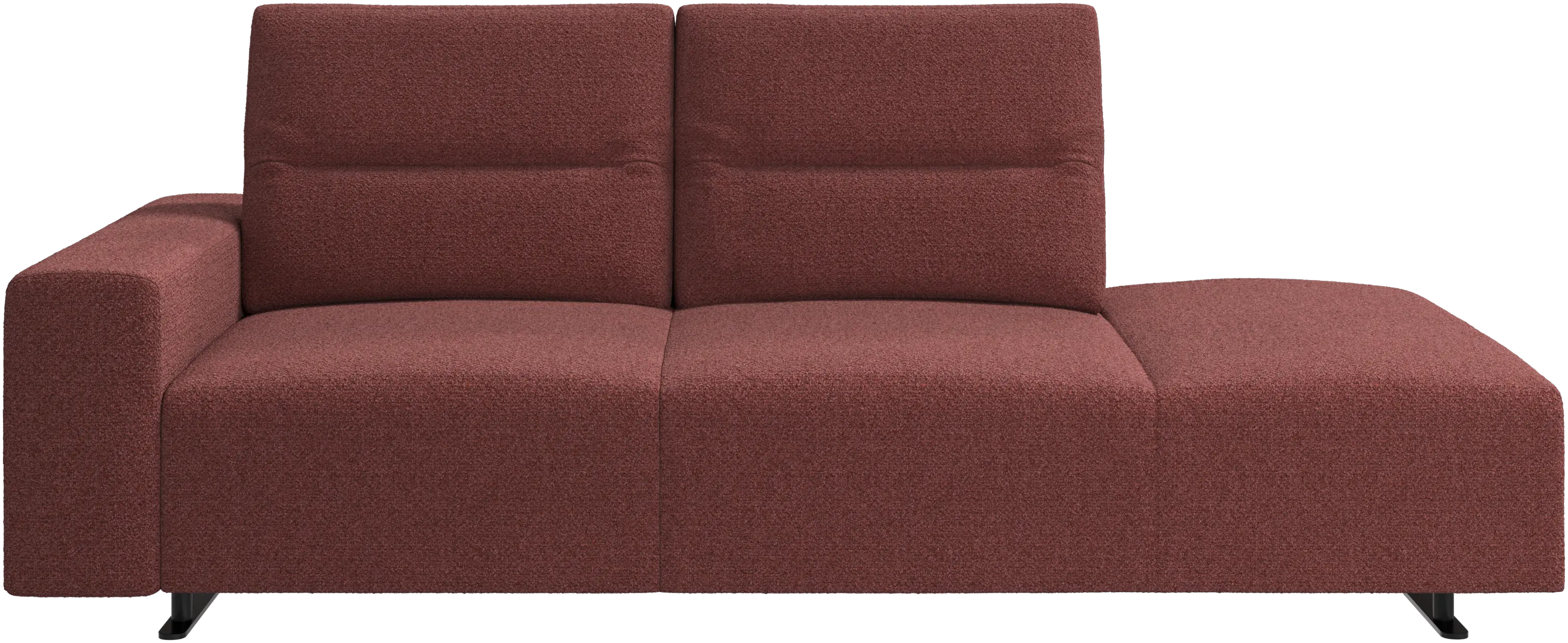 Hampton sofa with adjustable back and lounging unit right side, armrest left