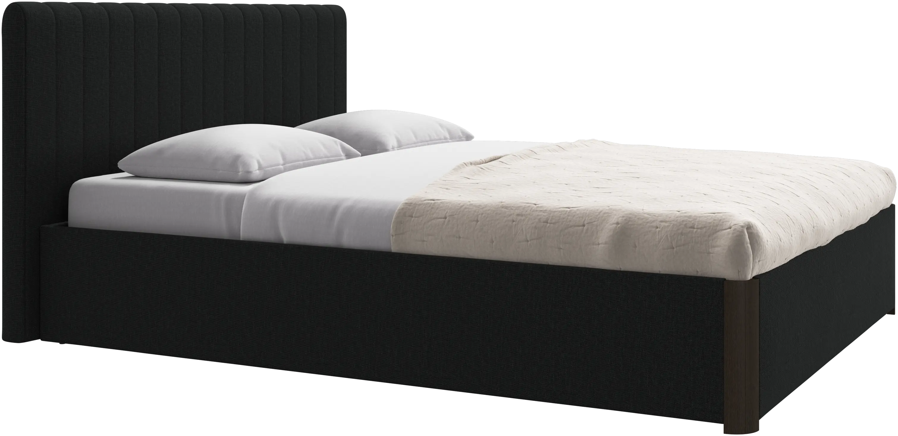 Element lit, tête de lit fixée au lit, avec lattes et solution de stockage, excl. matelas