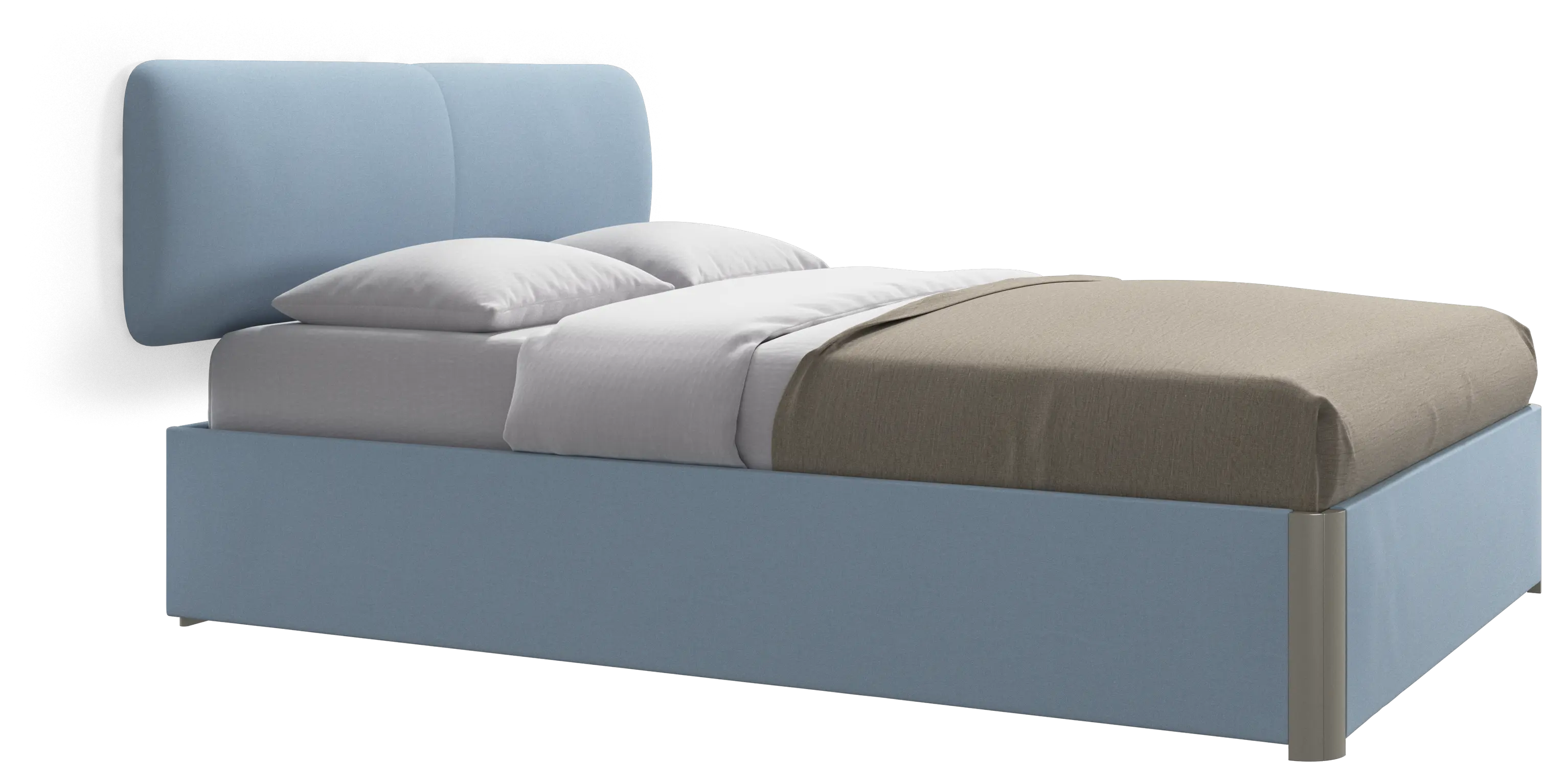 Element lit, tête de lit murale, avec lattes et solution de stockage, excl. matelas