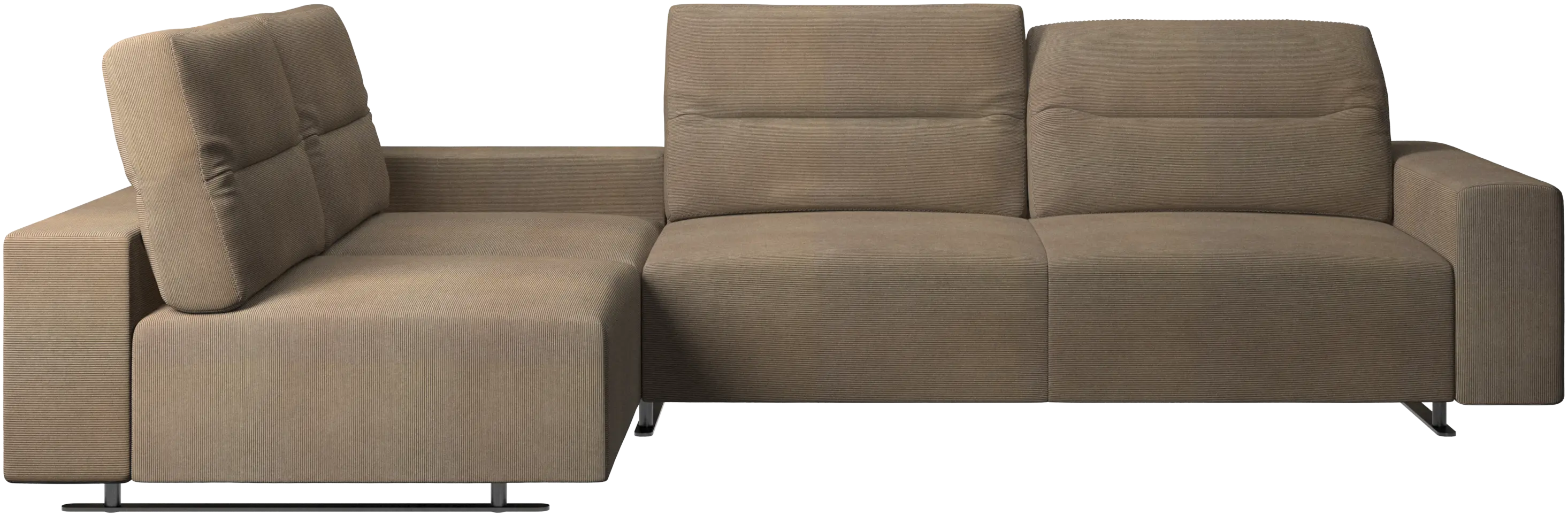 Hampton corner sofa with adjustable back and storage on right side