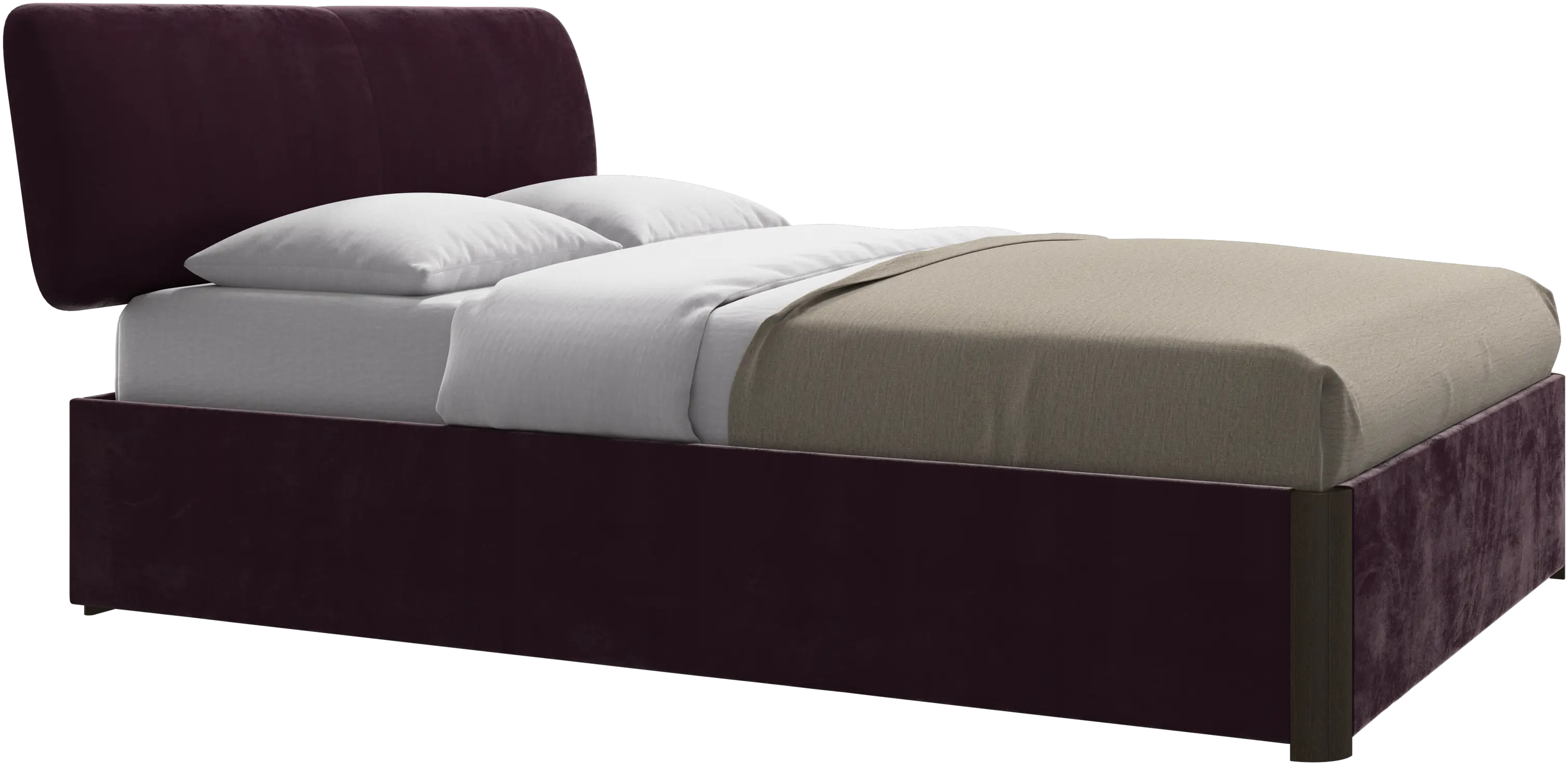 Element bed, bed-mounted headboard, with slats and storage solution, excl. mattress