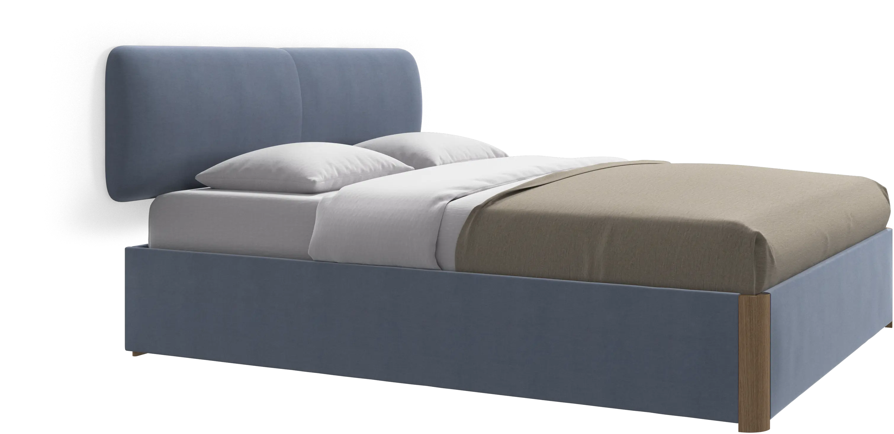 Element bed, wall-mounted headboard, with slats and storage solution, excl. mattress