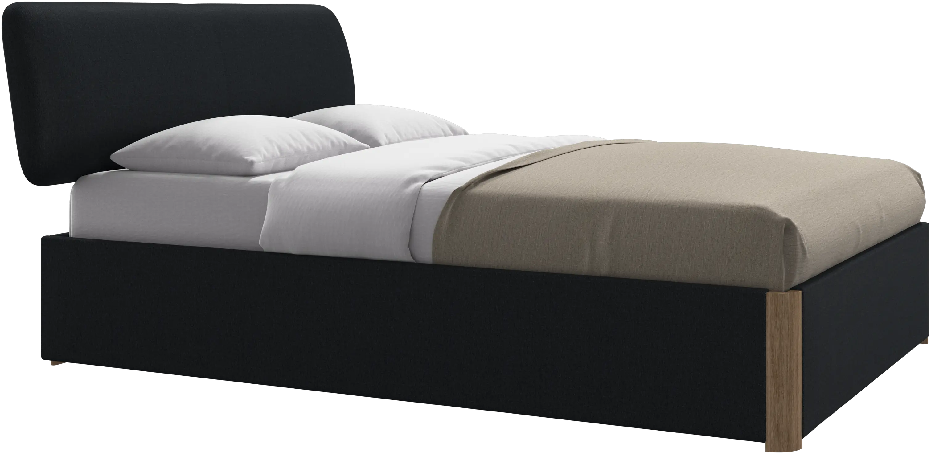 Element cama, cabecero montado en la cama, con láminas y solución de almacenamiento, excl. colchón