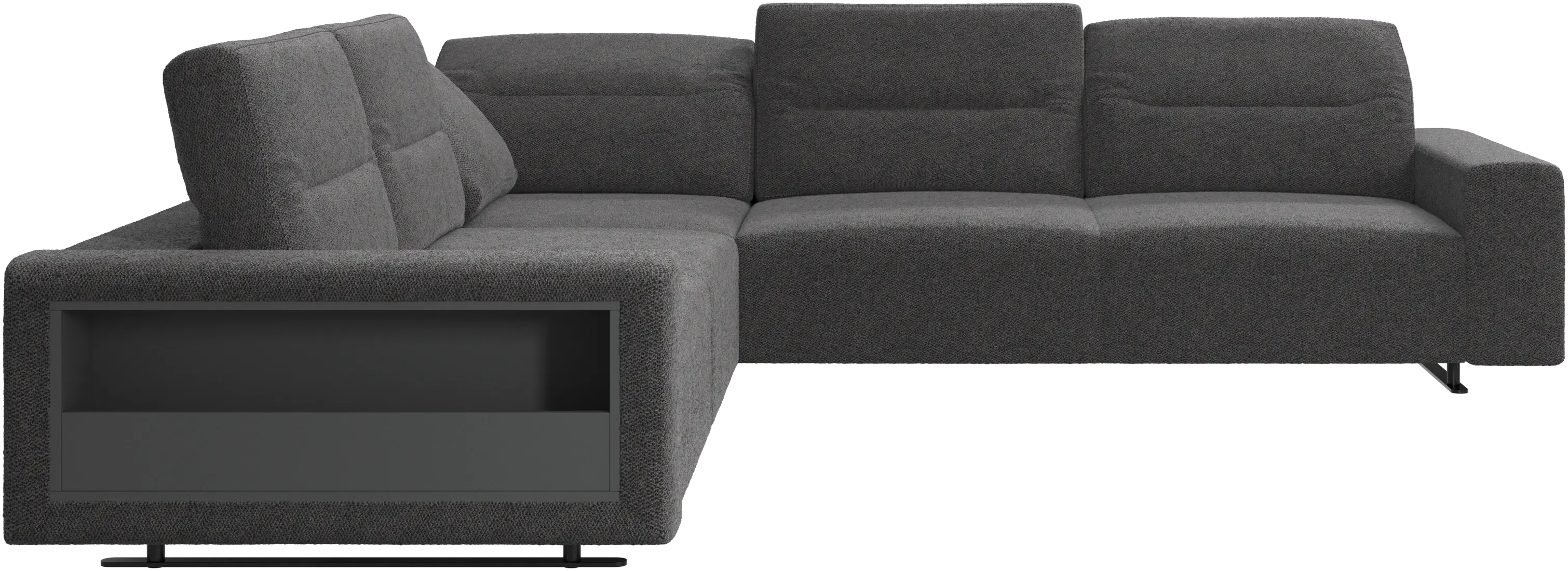 Hampton corner sofa with adjustable back and storage on left side