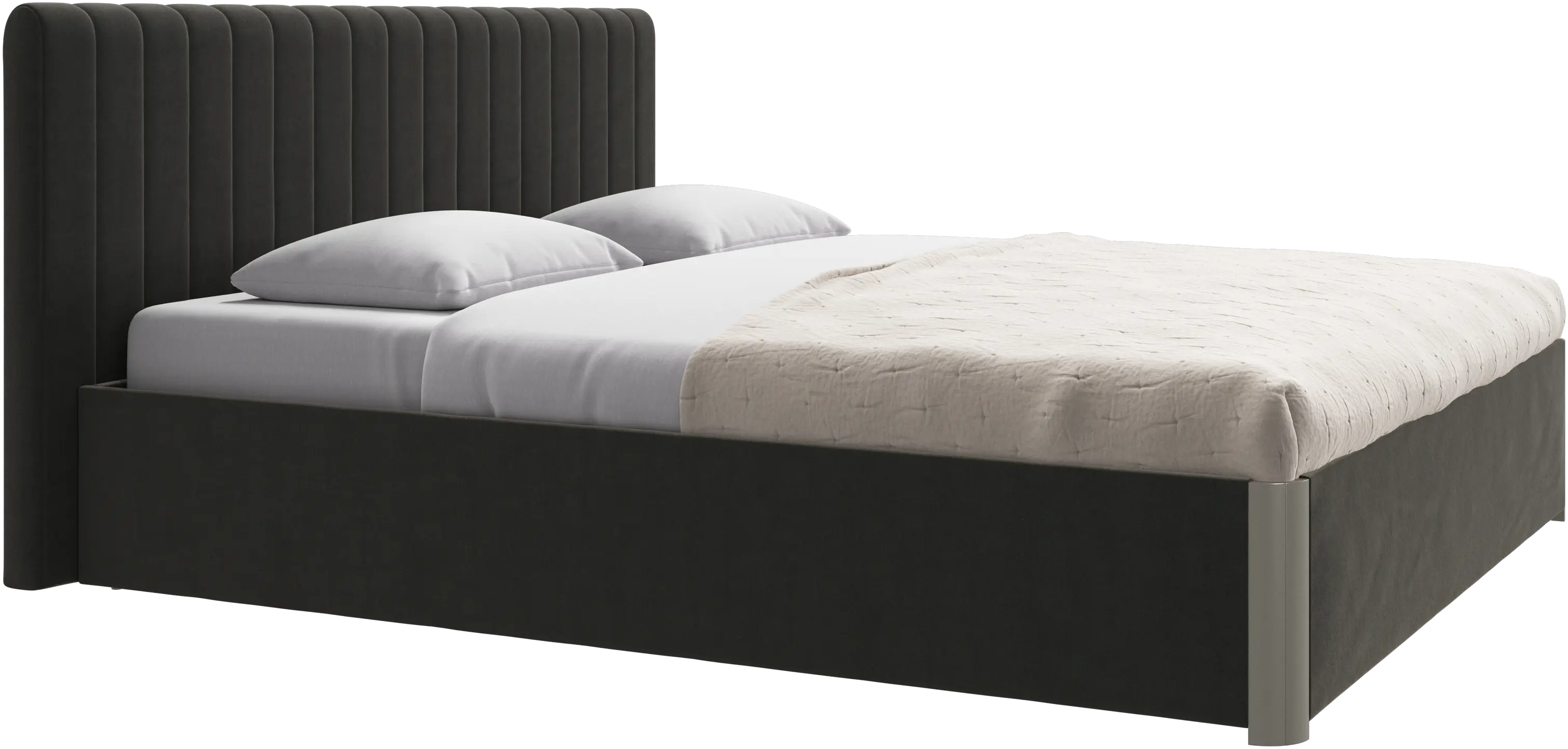 Element bed, bed-mounted headboard, with slats and storage solution, excl. mattress