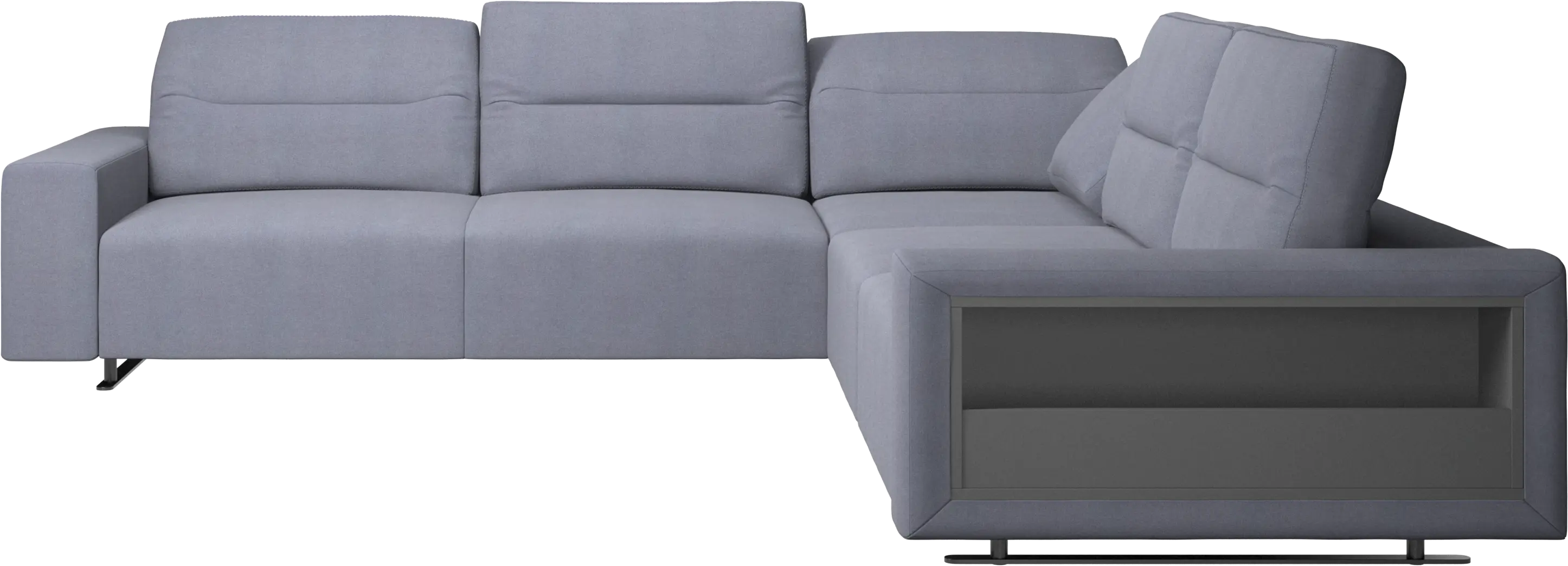 Hampton corner sofa with adjustable back and storage on right side
