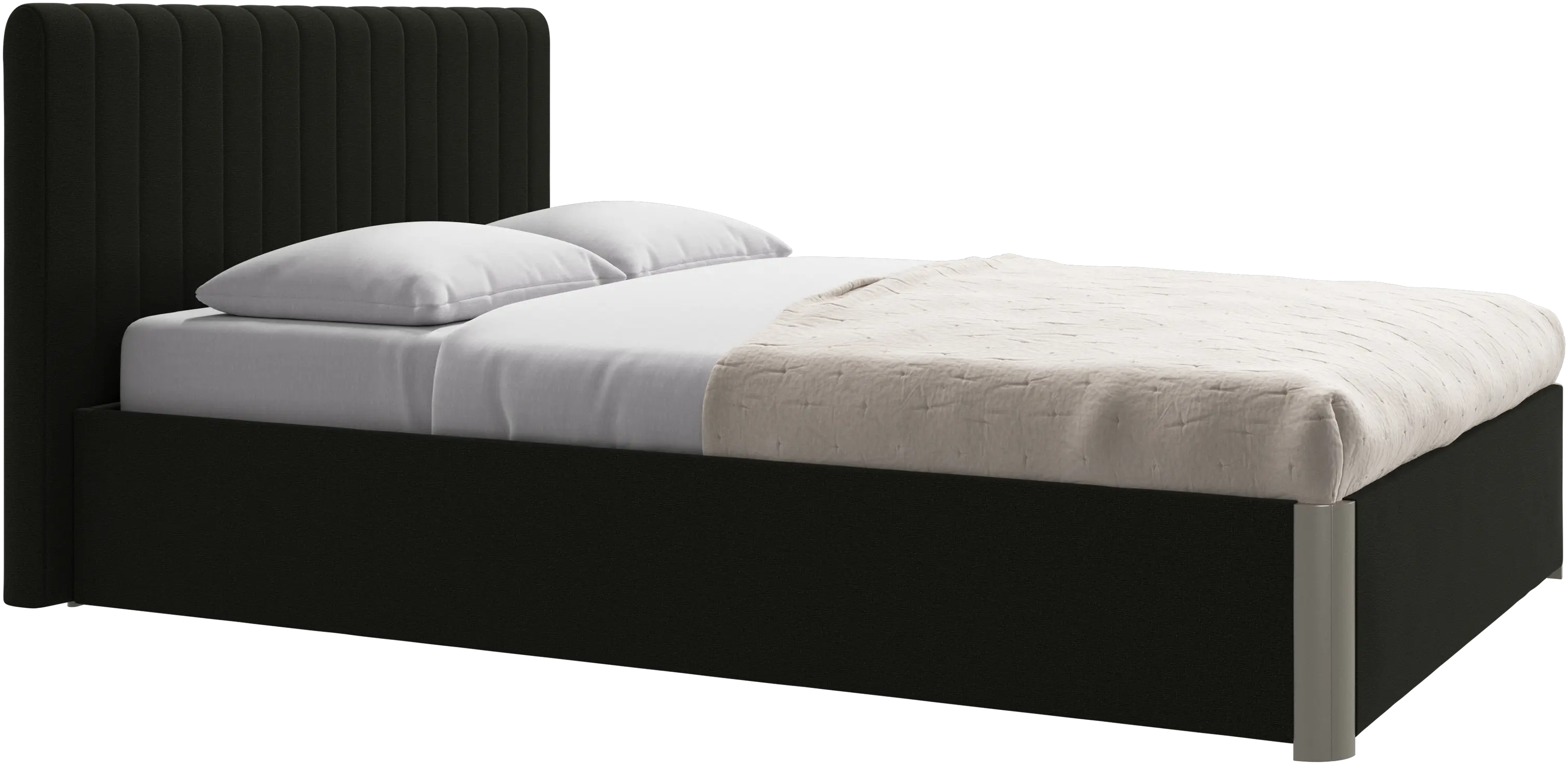 Element lit, tête de lit fixée au lit, avec lattes et solution de stockage, excl. matelas