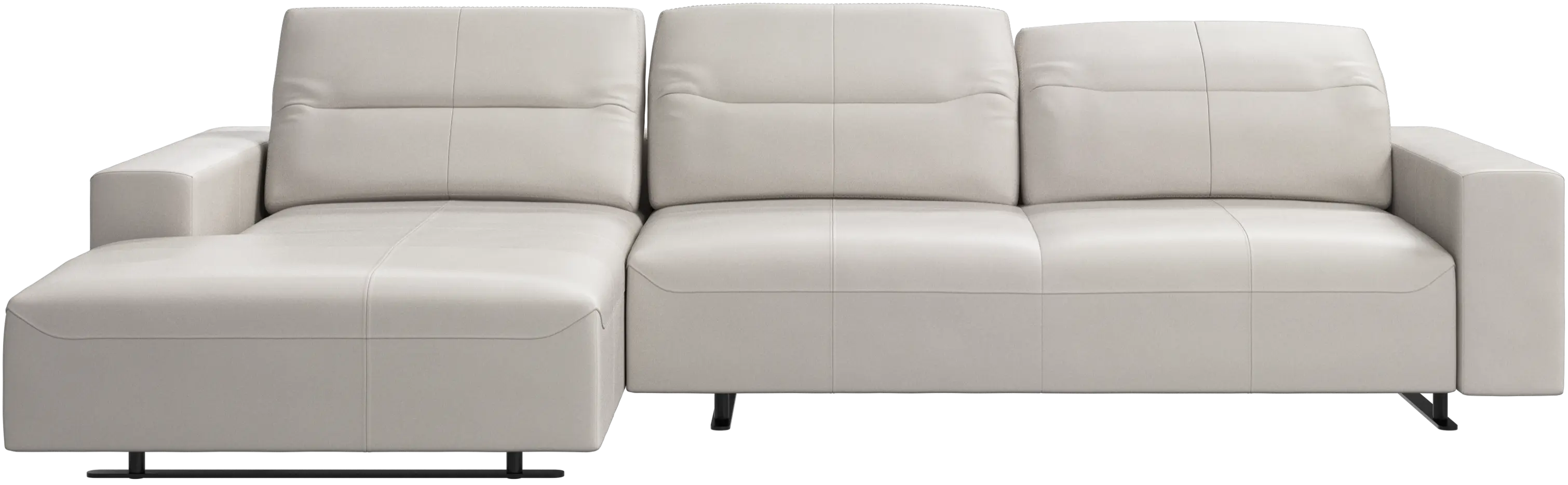 Hampton sofa with adjustable back and resting unit left side, storage right side
